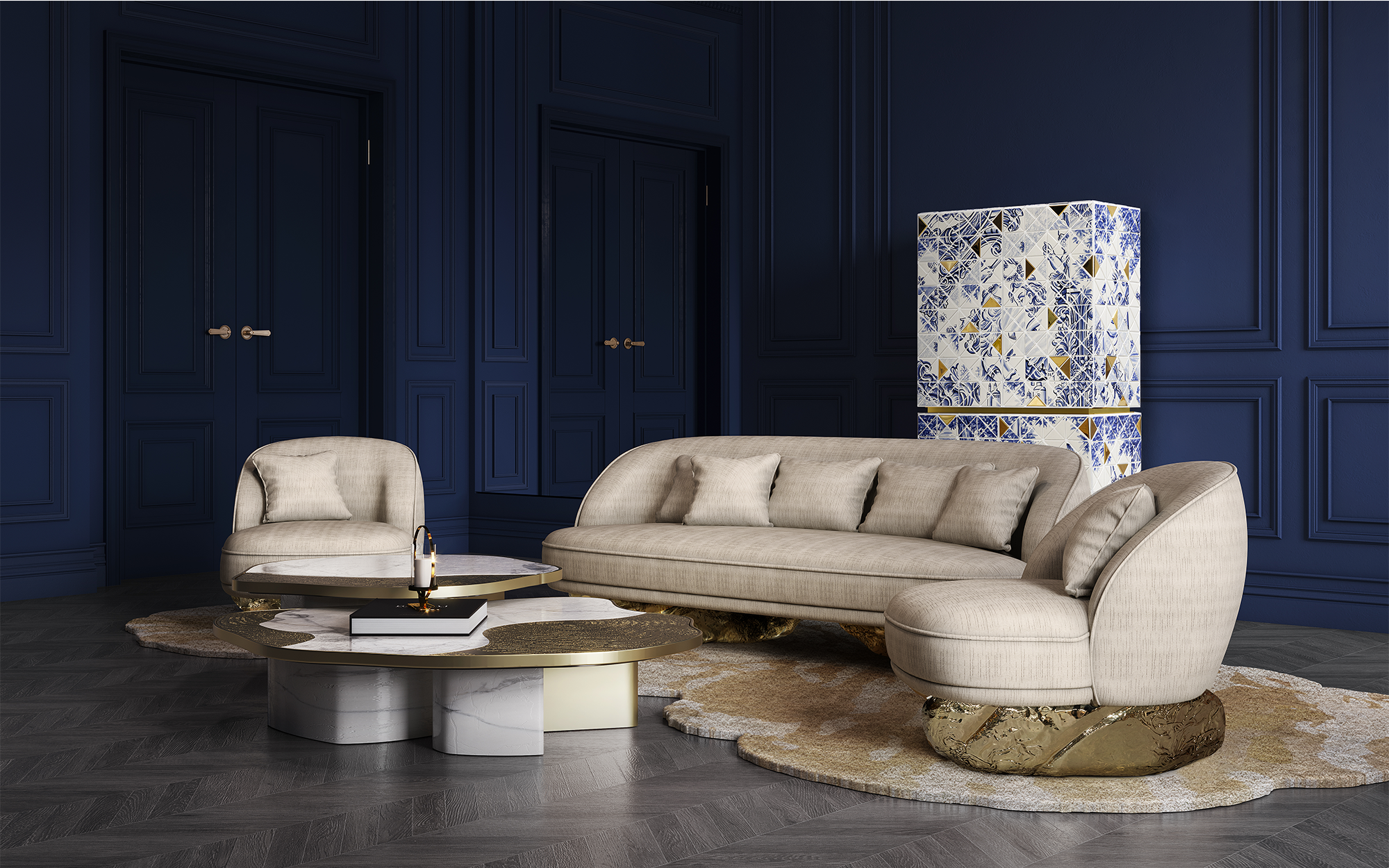 Athena goudmarmer en gouden tafelset