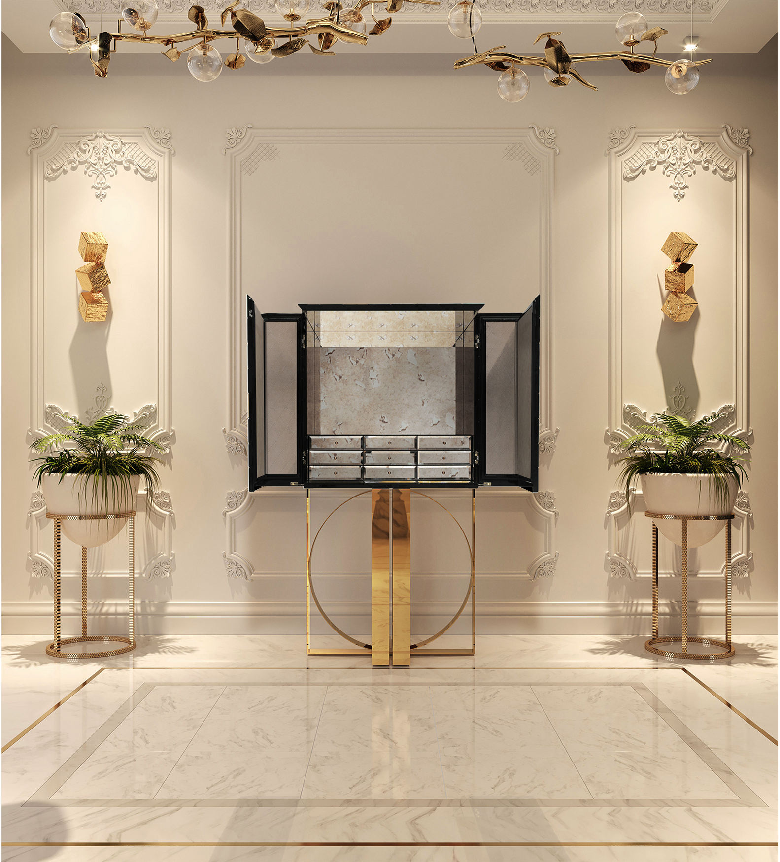 Mosaic gouden accenten kast