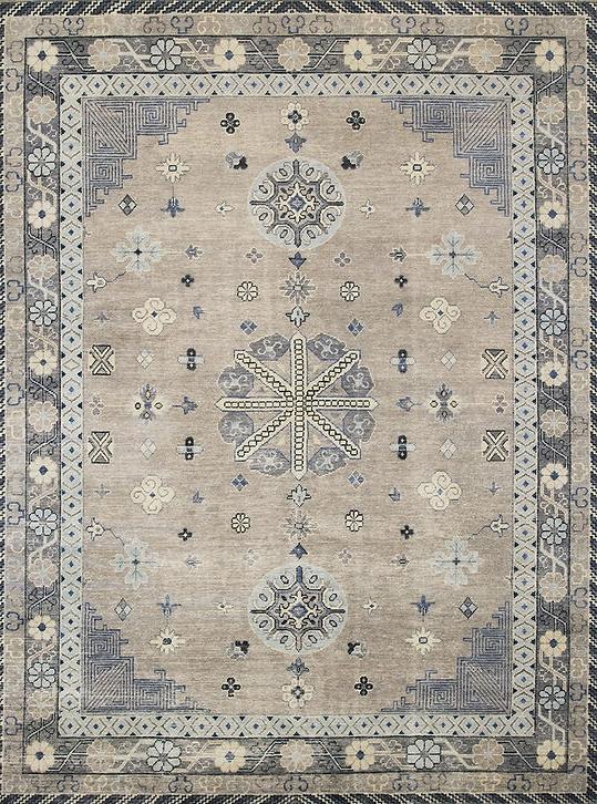 Khotan handgeknoopt wol vloerkleed