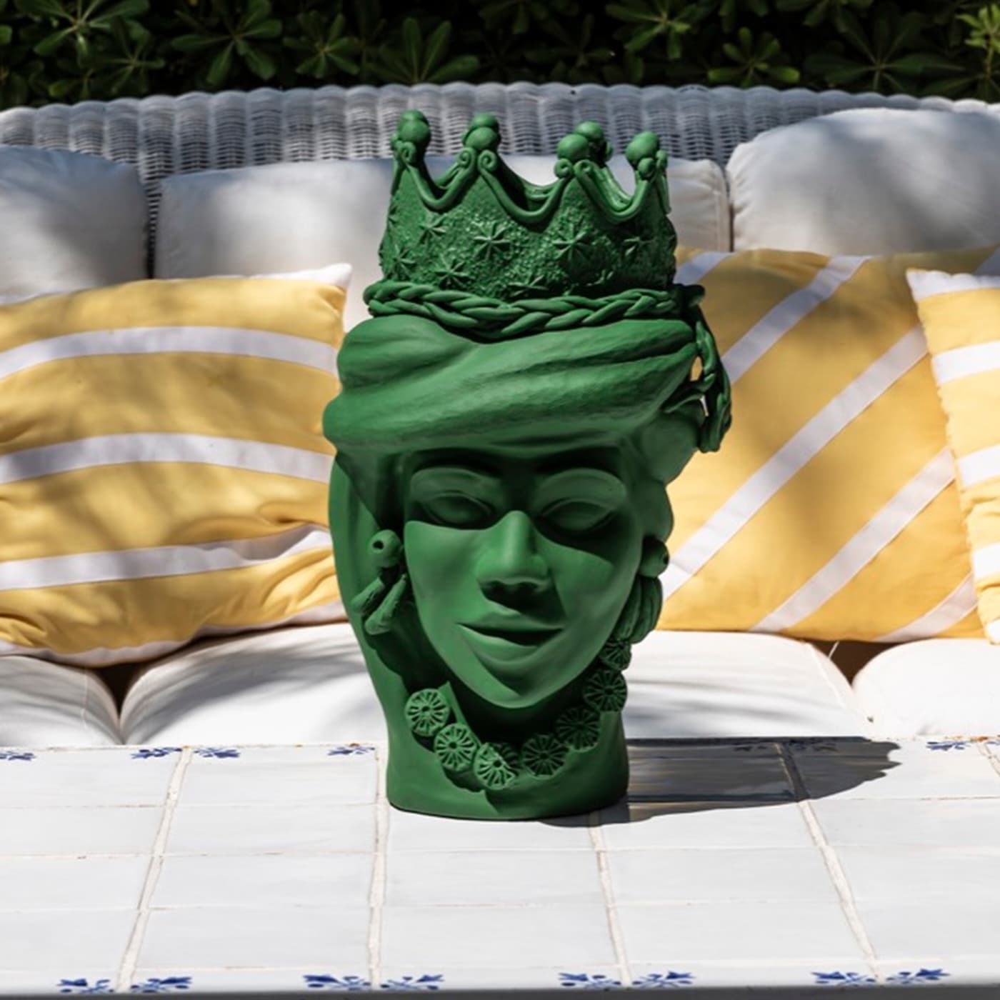 Moor's Head groene sculptuur