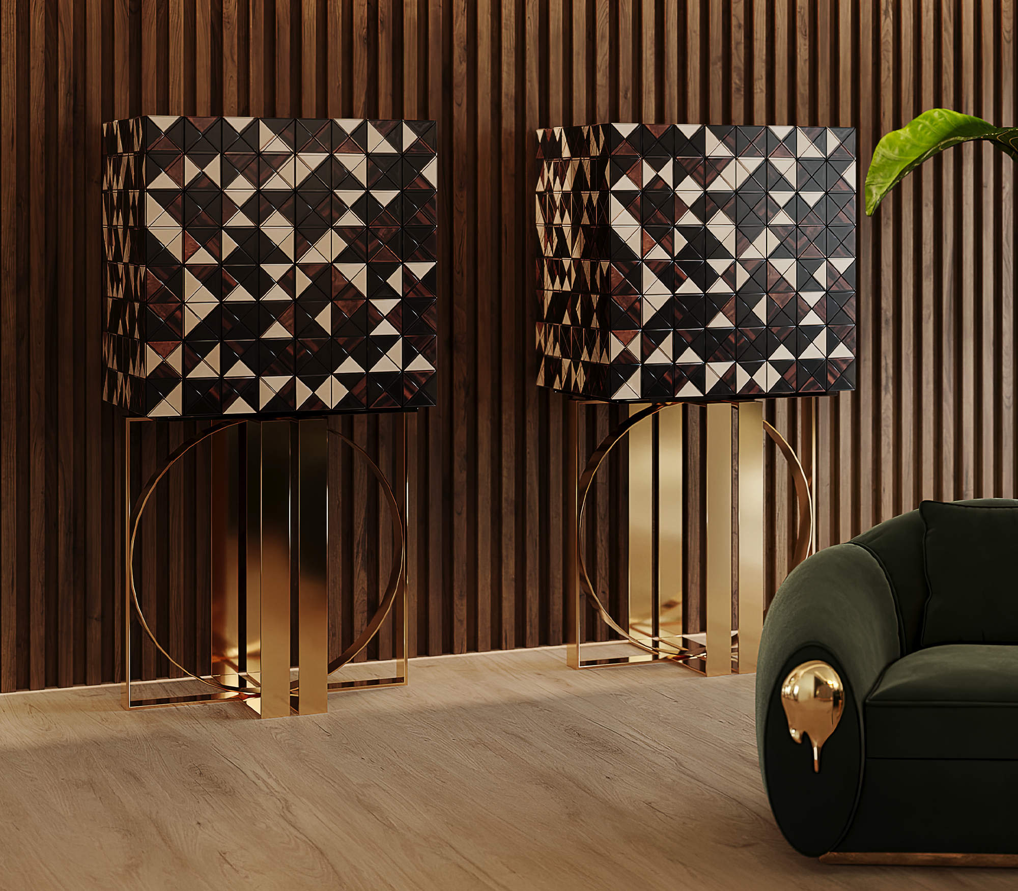 Mosaic walnoten kast