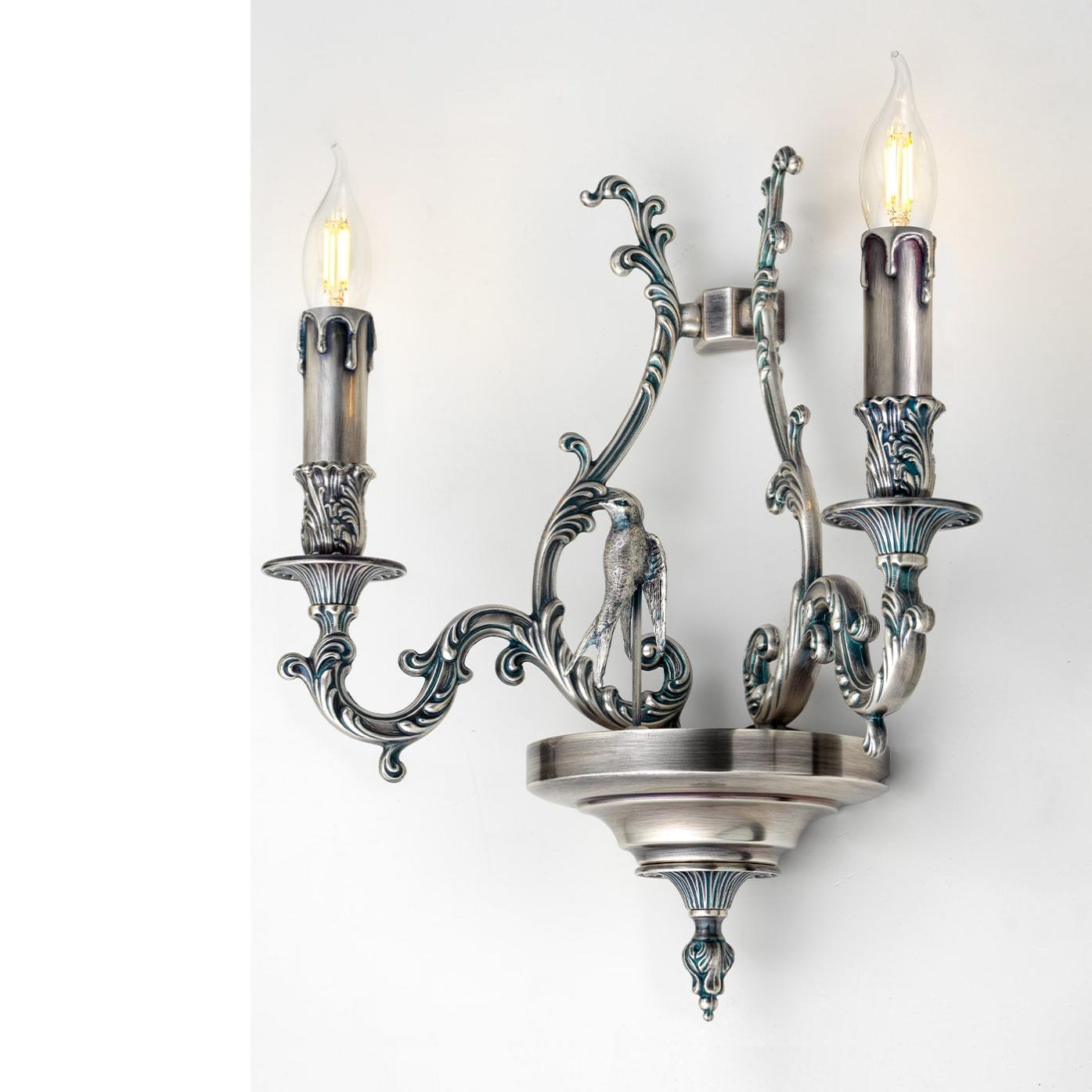 Bird Blauw Zilver 2-Lichts Wandlamp