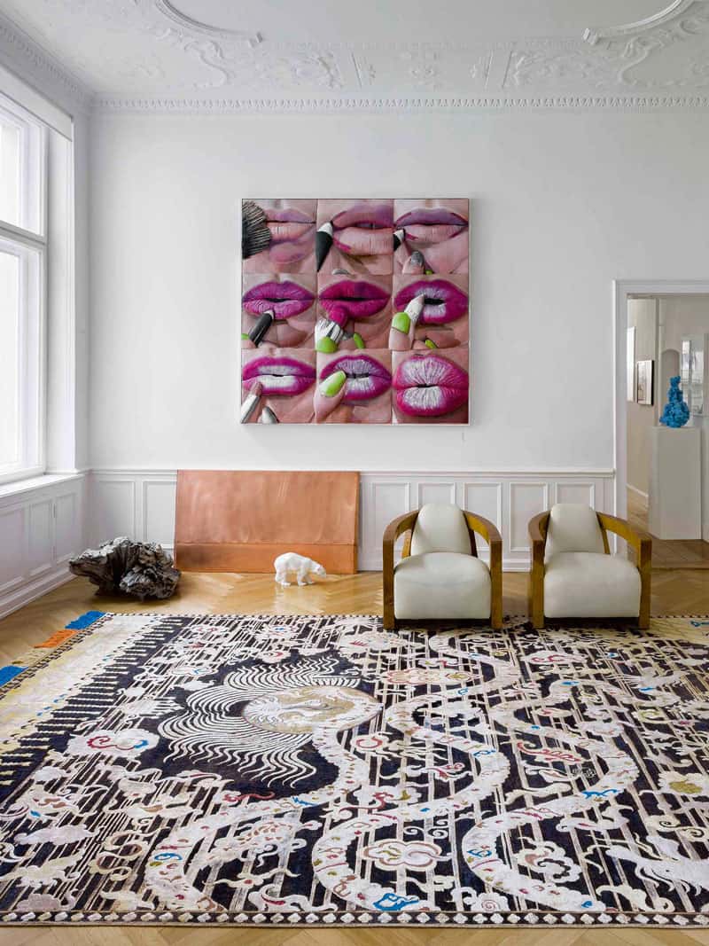 Dragon zwart / goud handgeknoopt tapijt | Maat: 140 × 210 cm
