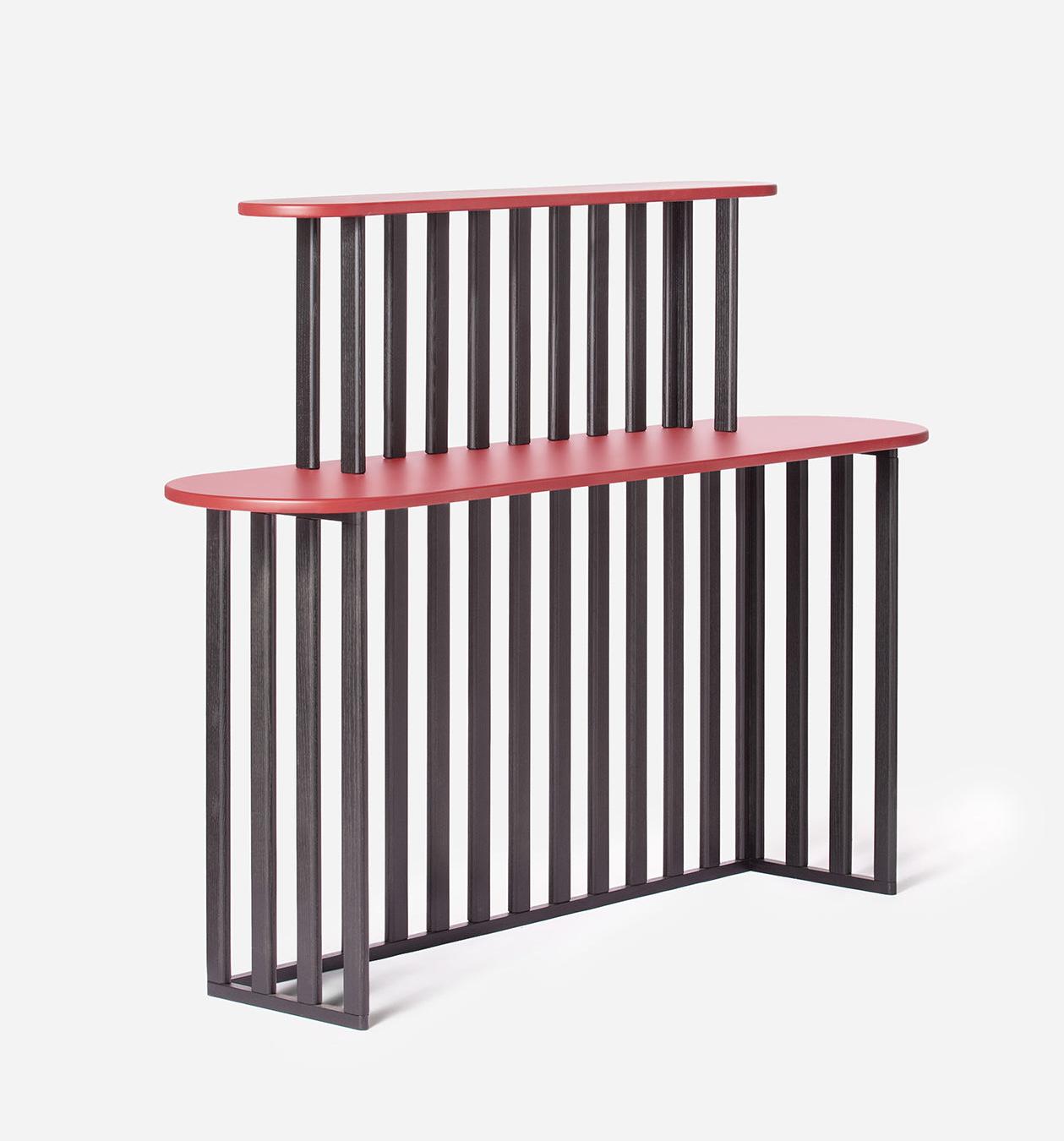 Zwart en rode twee-niveau consoletafel