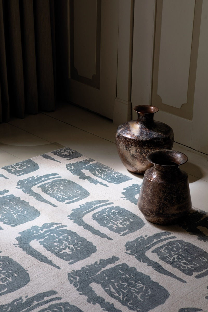 Woodblock grijs tapijt | Maat: 170 × 240 cm