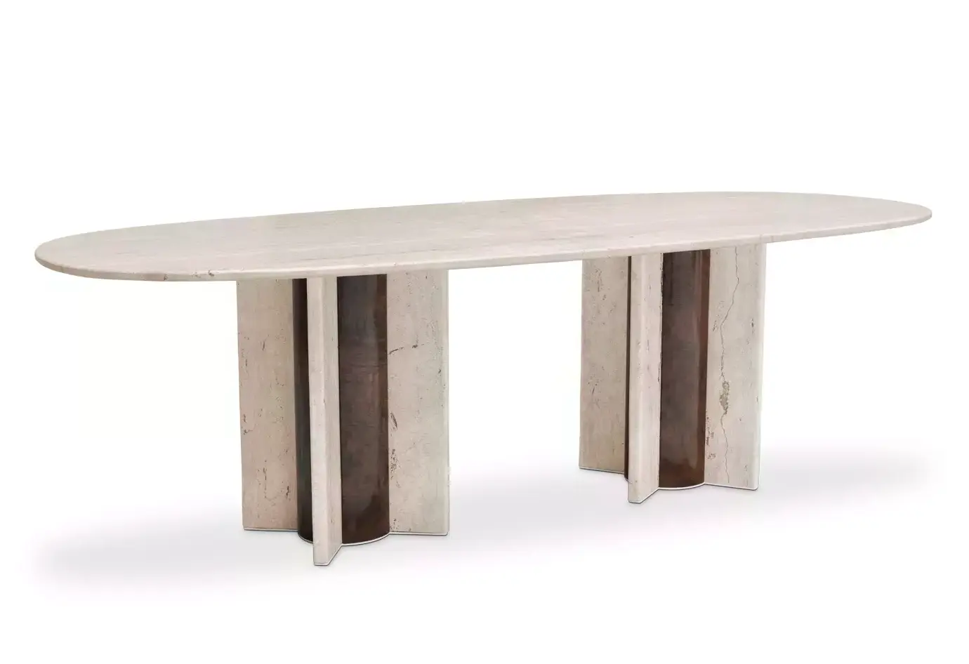 Parisienne travertijn marmer ovale eettafel