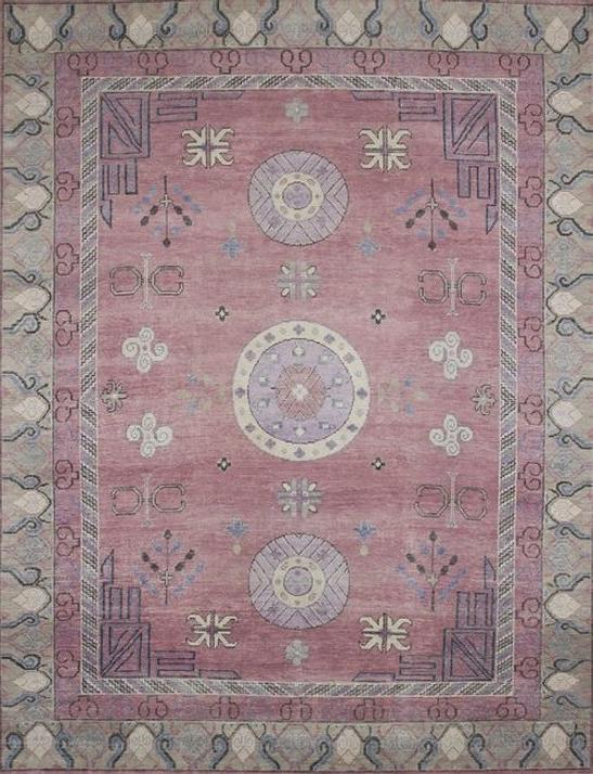Khotan handgeknoopt wol paars vloerkleed