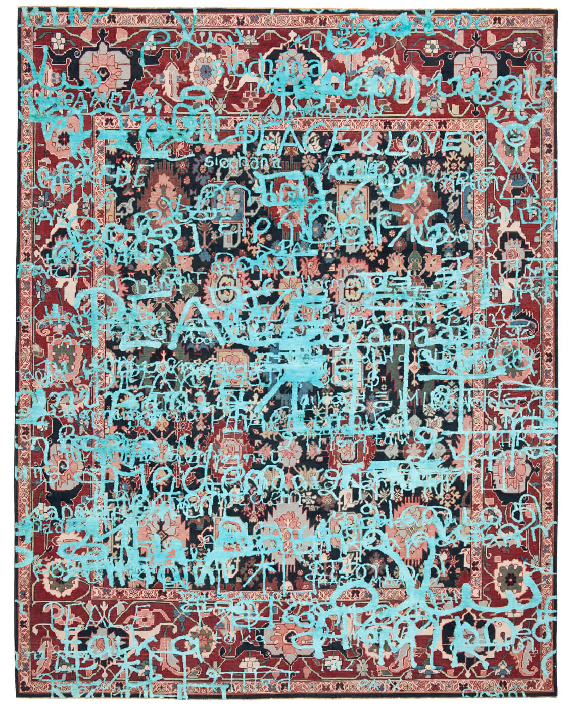 Bidjar waterloo peace zwart phirozzi zijde tapijt | Maat: 250 × 300 cm