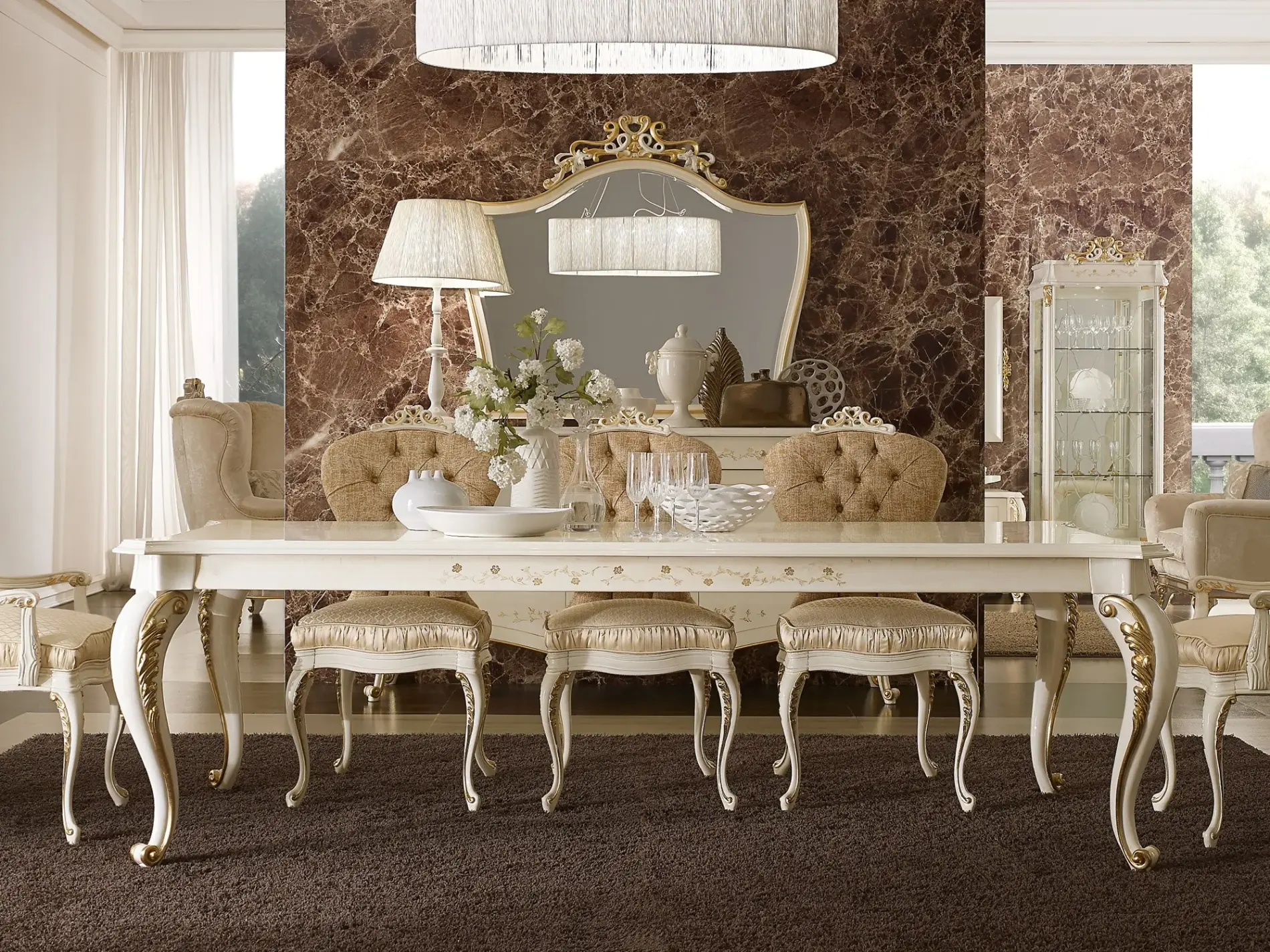 Italiaanse beige eettafel | Afmetingen: B 250 × D 120 × H 80 cm