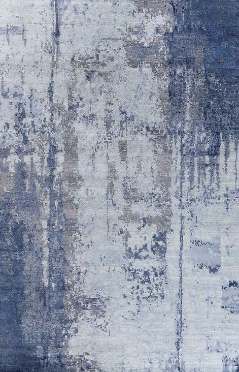 Handgeknoopt abstract blauw vloerkleed