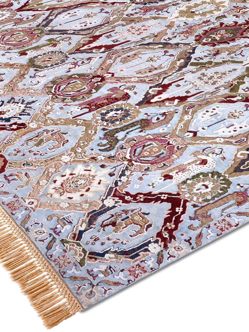 KavaBagh blauw handgemaakte luxe vloerkleed
