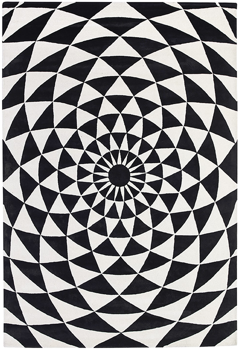 Black & White rond vloerkleed