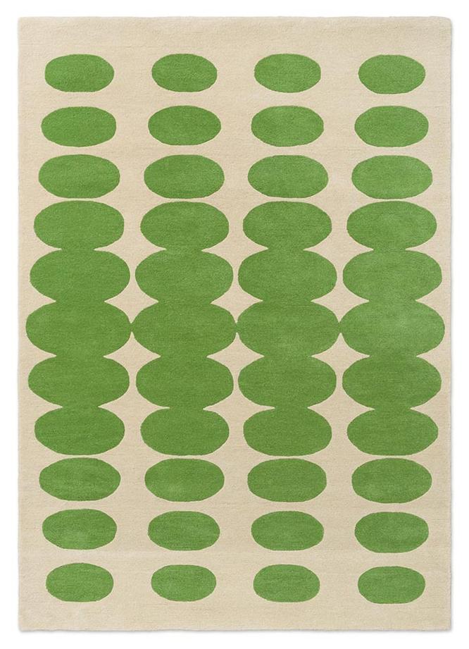 Optical Oval Green/Cream vloerkleed | Maat: 250 × 350 cm