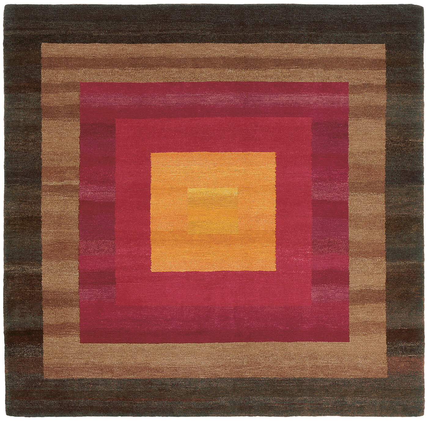6 border oranje bruin vloerkleed