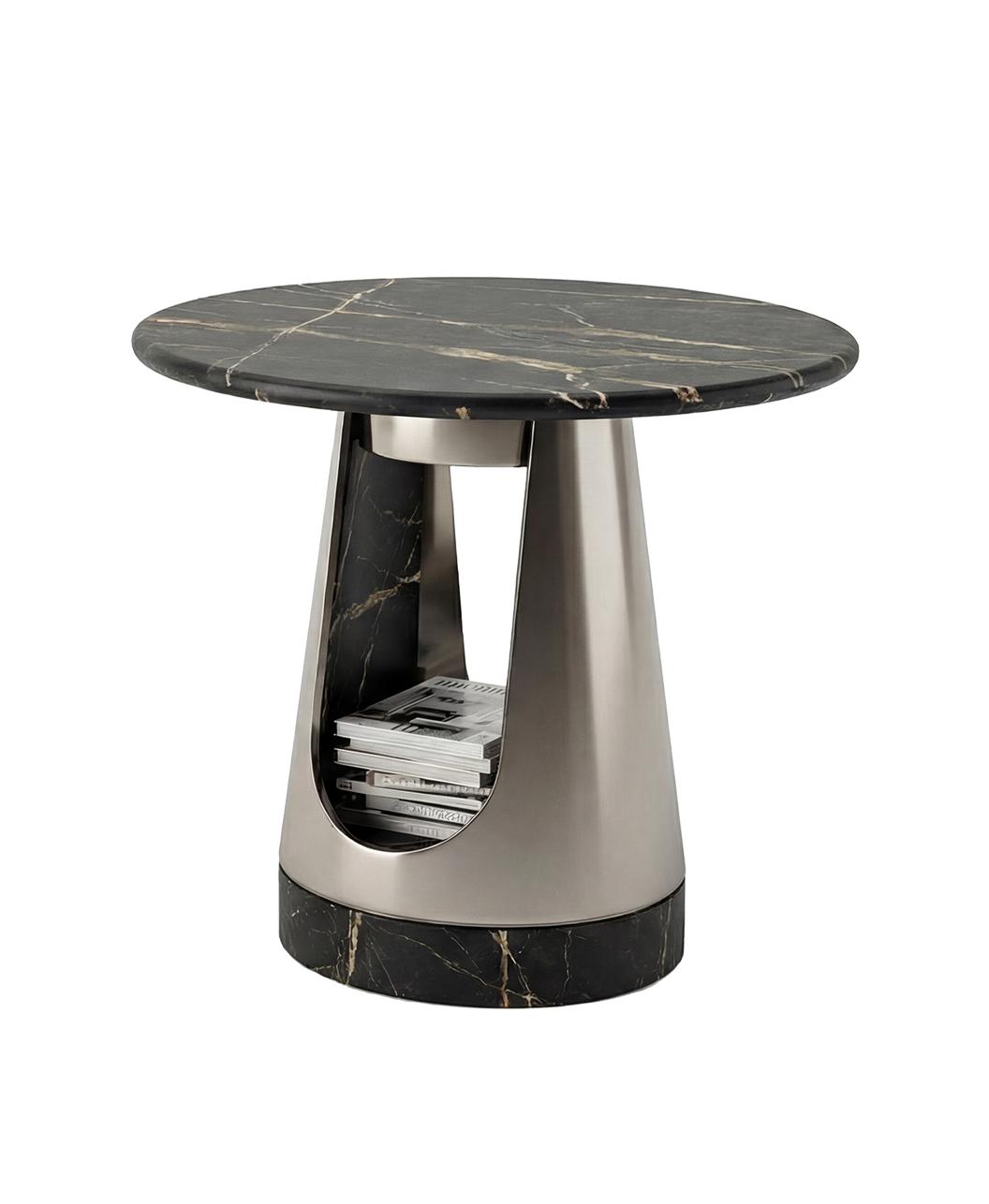 Aura rond salontafel met donker stenen blad