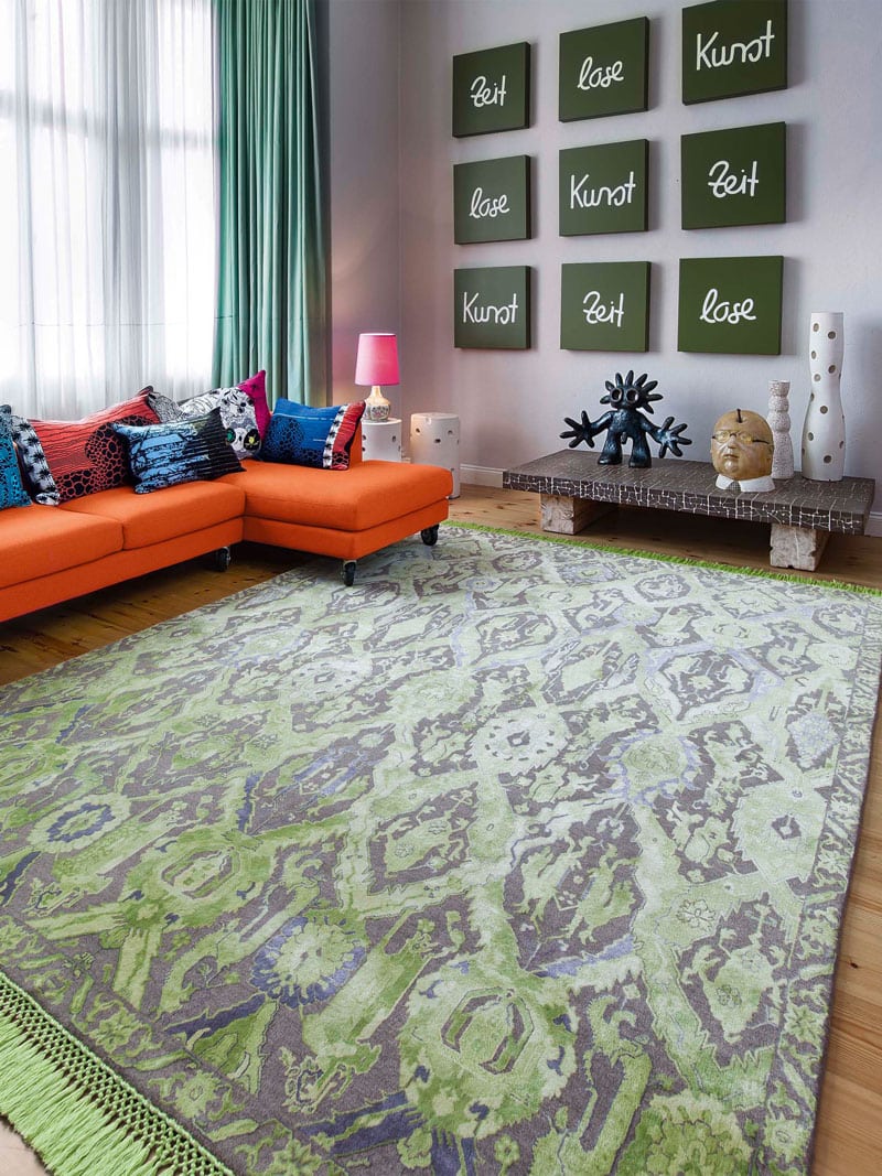 KavaBagh groen handgemaakte luxe vloerkleed
