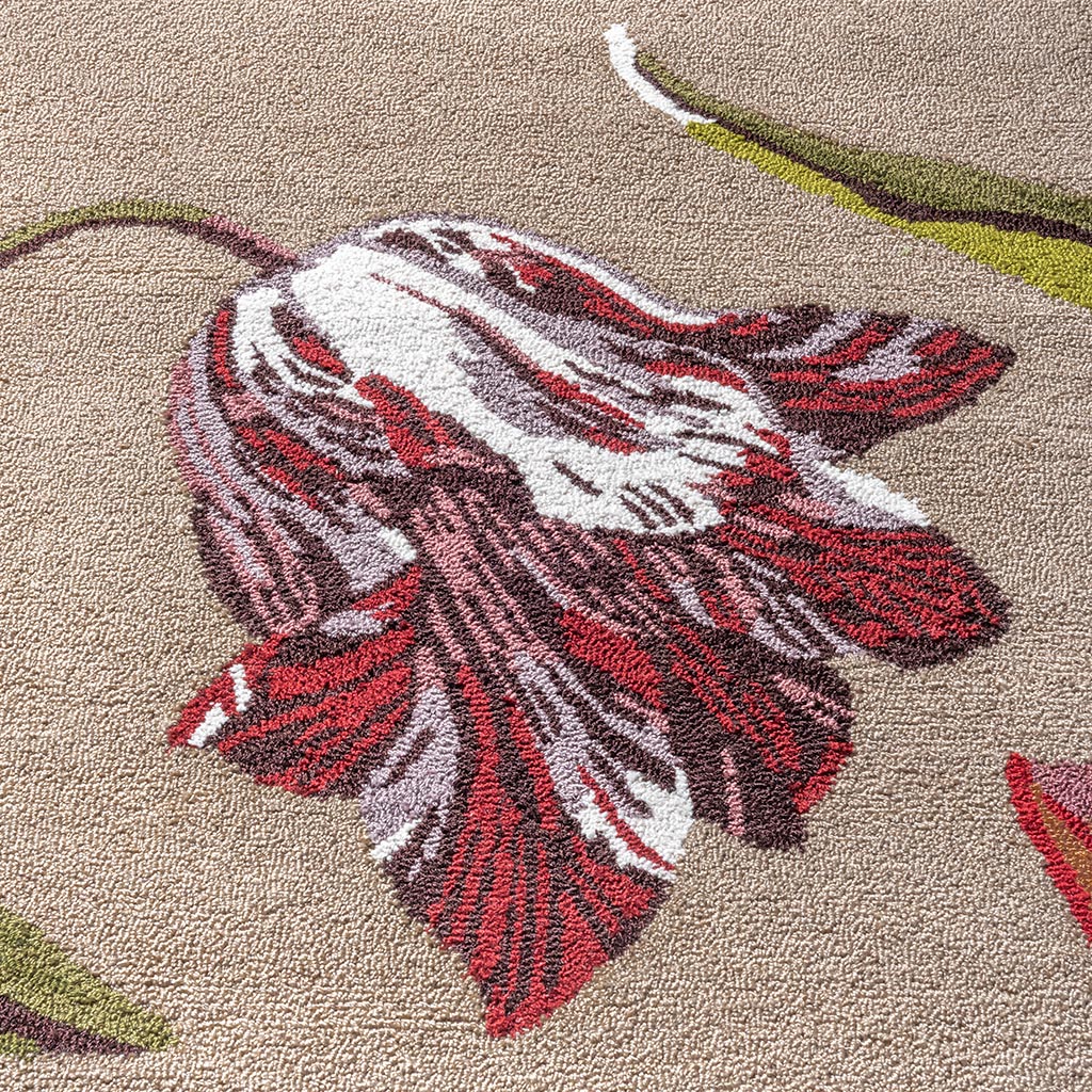 Botanical tulip beige/rood outdoor tapijt | Maat: 250 × 350 cm