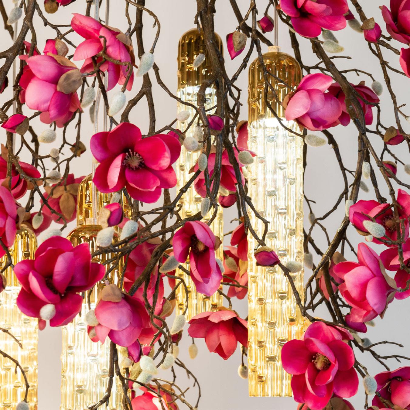 Magnolia roze-gouden kroonluchter