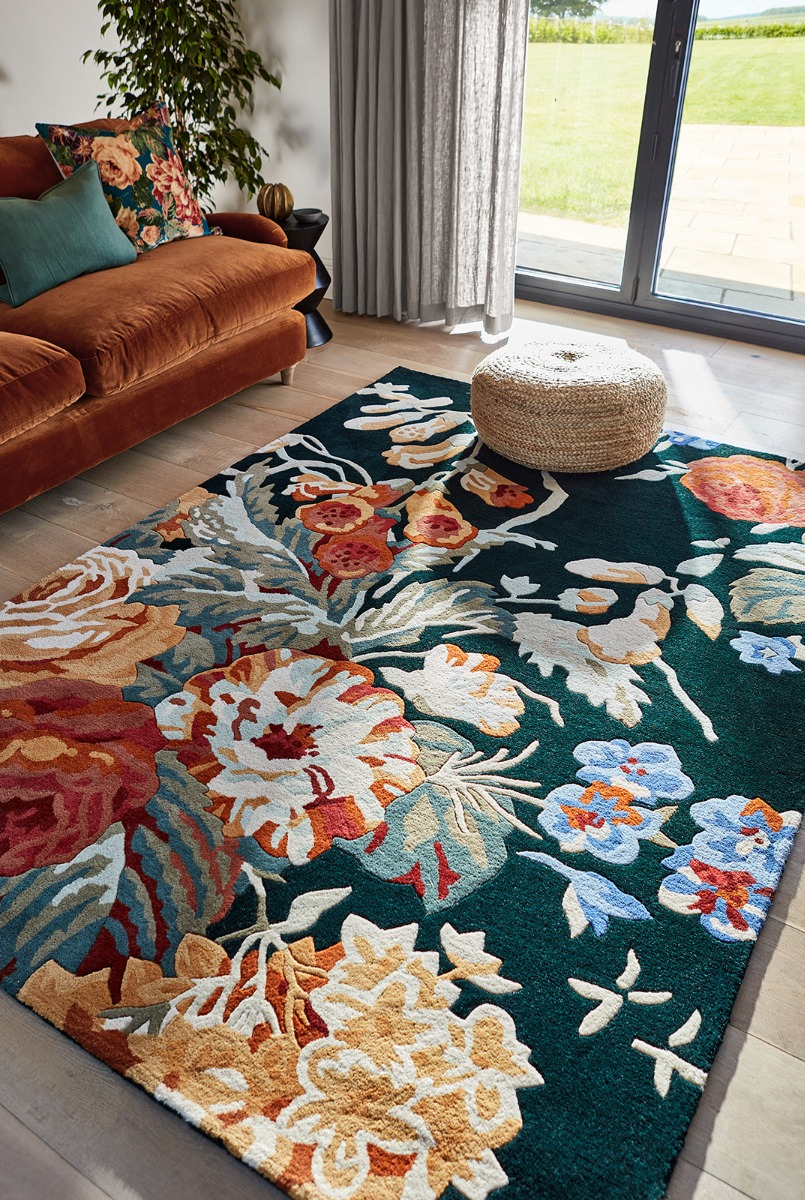 Stapleton park marineblauw/burnt orange tapijt | Maat: 250 × 350 cm