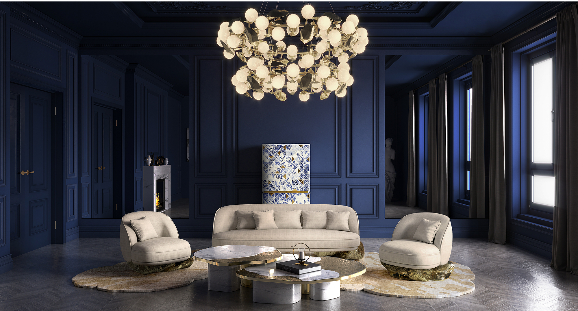 Athena goudmarmer en gouden tafelset