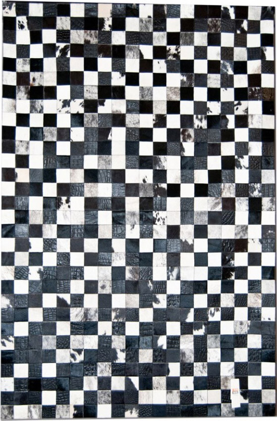 Mozaïek zwart & wit koeienhuid tapijt | Maat: 160 × 220 cm