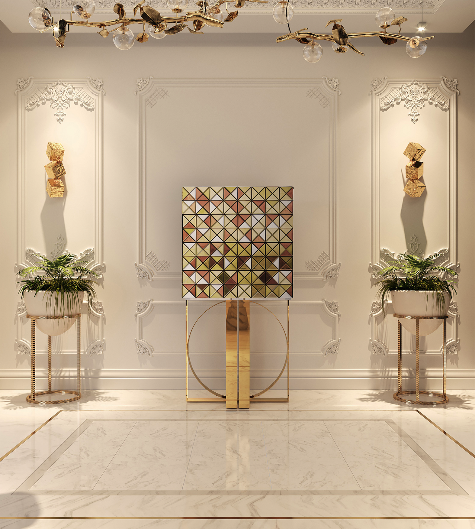 Mosaic gouden accenten kast