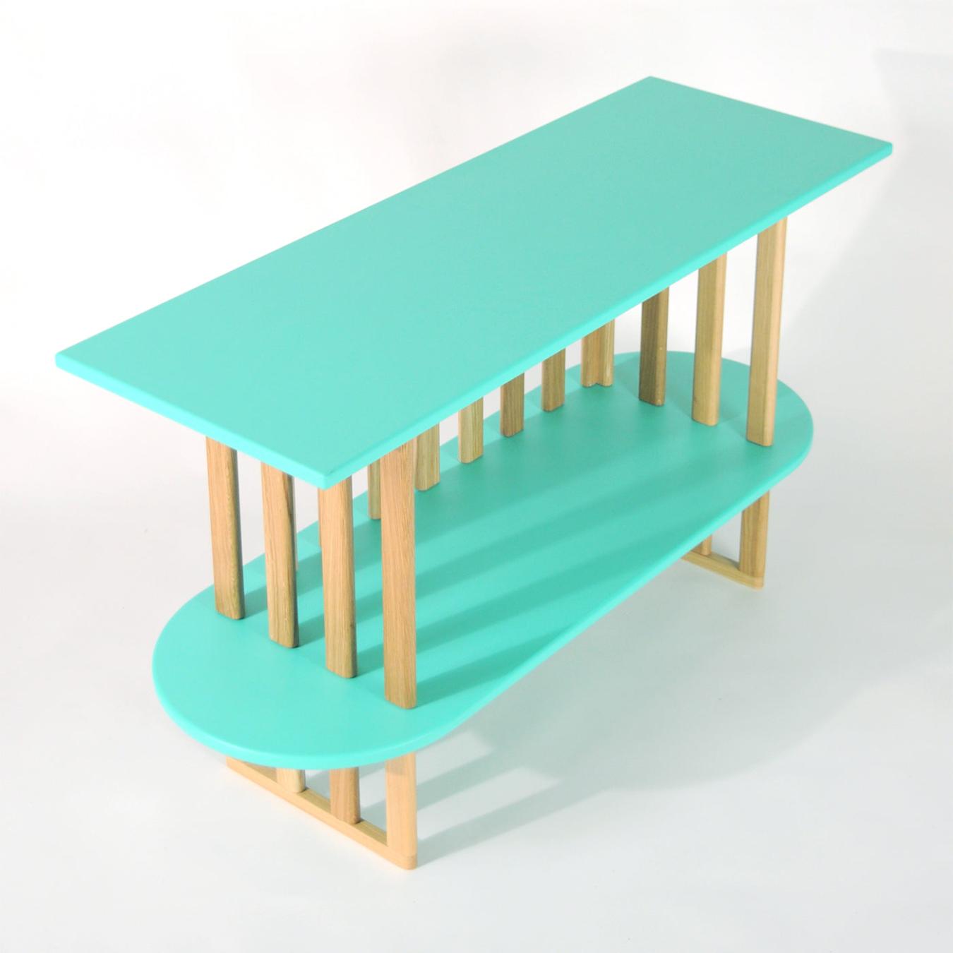 Groene twee-laags boekenkast