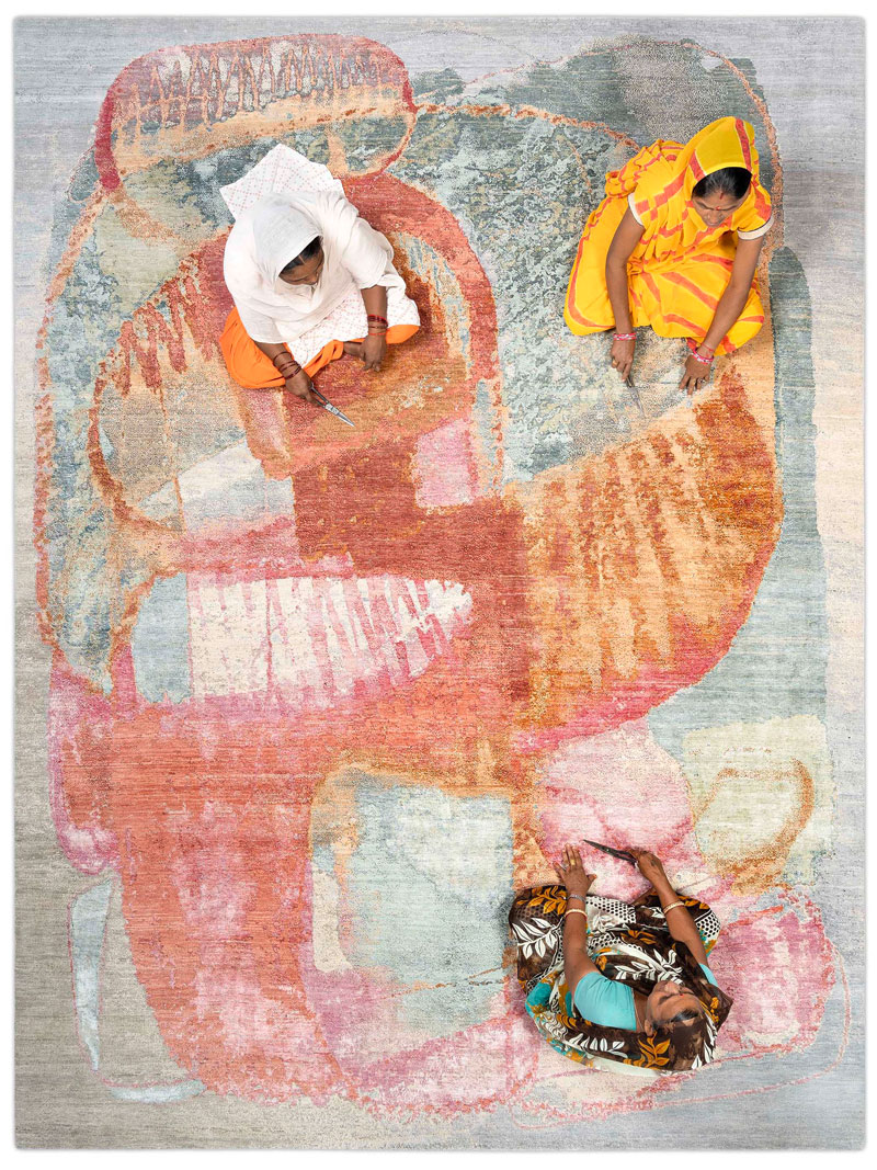 Red Sunset luxe handgeknoopt vloerkleed