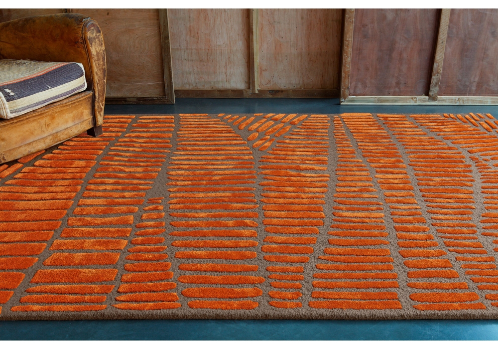 Oranje grijs wol / viscose Enia tapijt | Maat: 200 × 300 cm