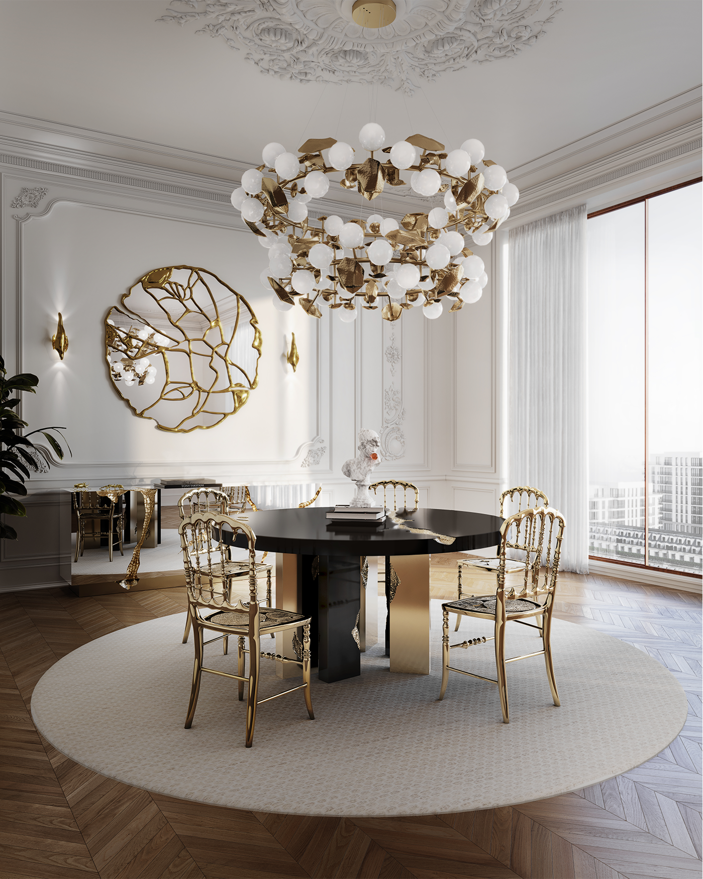 Dominion ronde zwarte eettafel