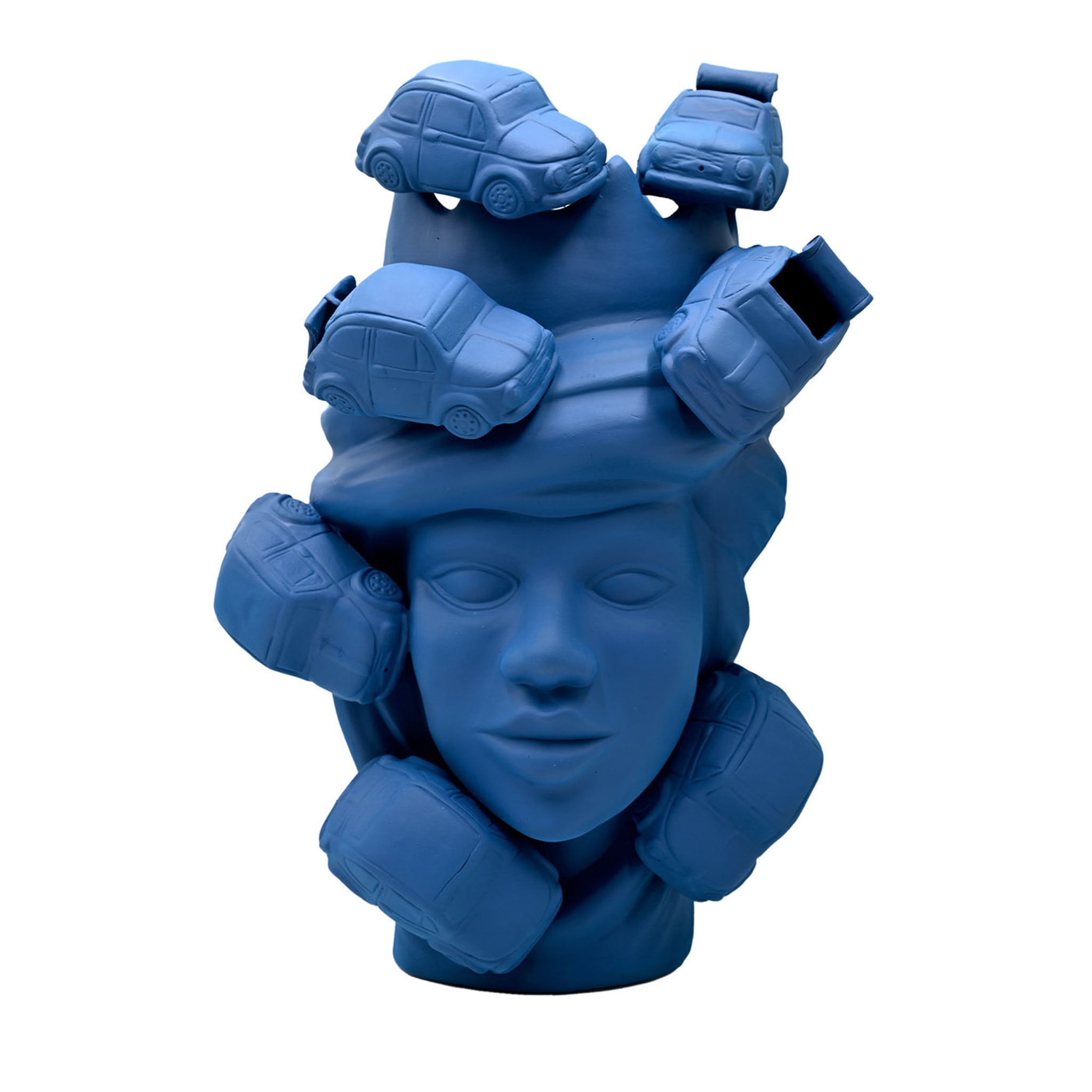 Moor's Head matblauwe sculptuur