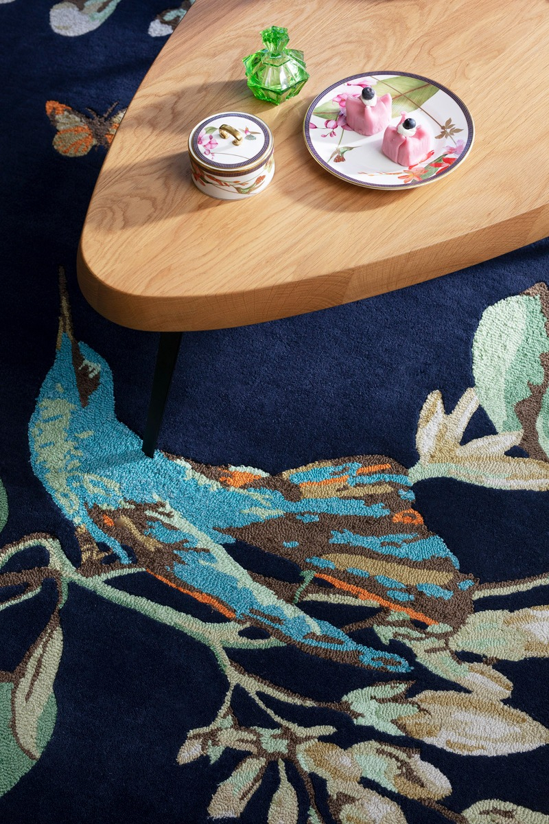 Hummingbird marineblauw tapijt | Maat: 200 × 280 cm