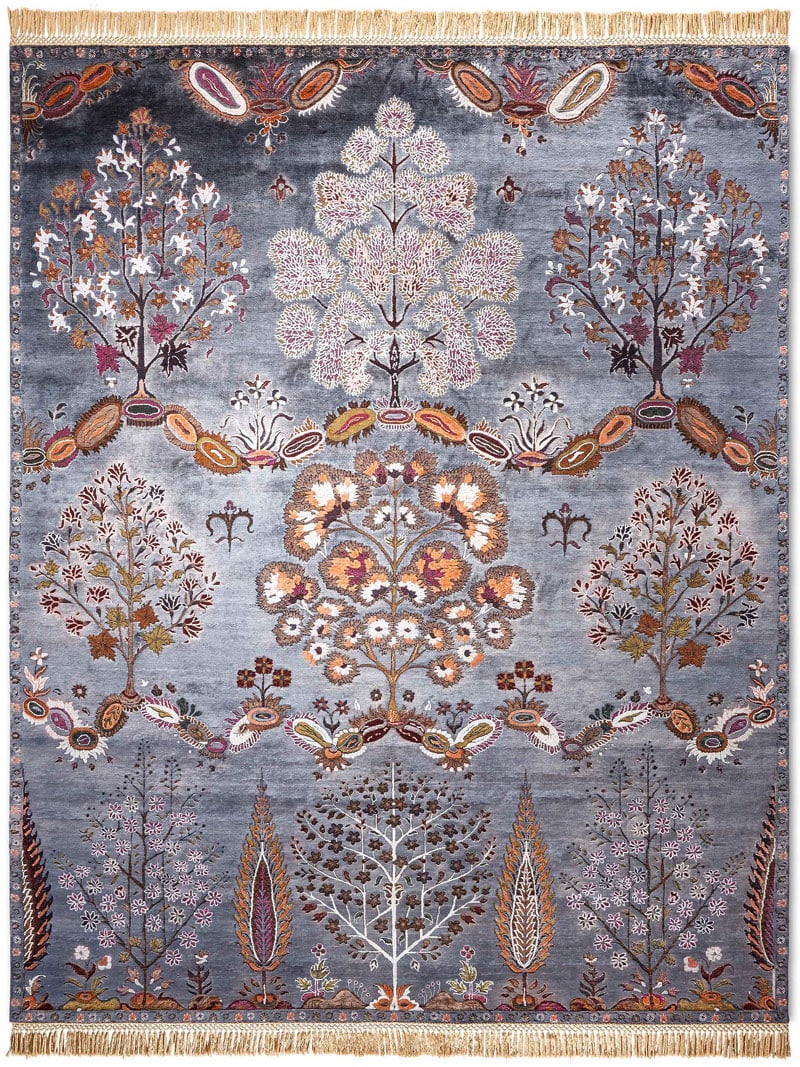 Mughal Charcoal handgemaakte luxe vloerkleed