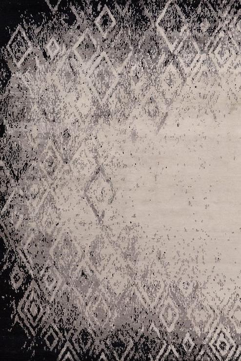 Handgeknoopt bamboe zijde abstract Indiaas tapijt