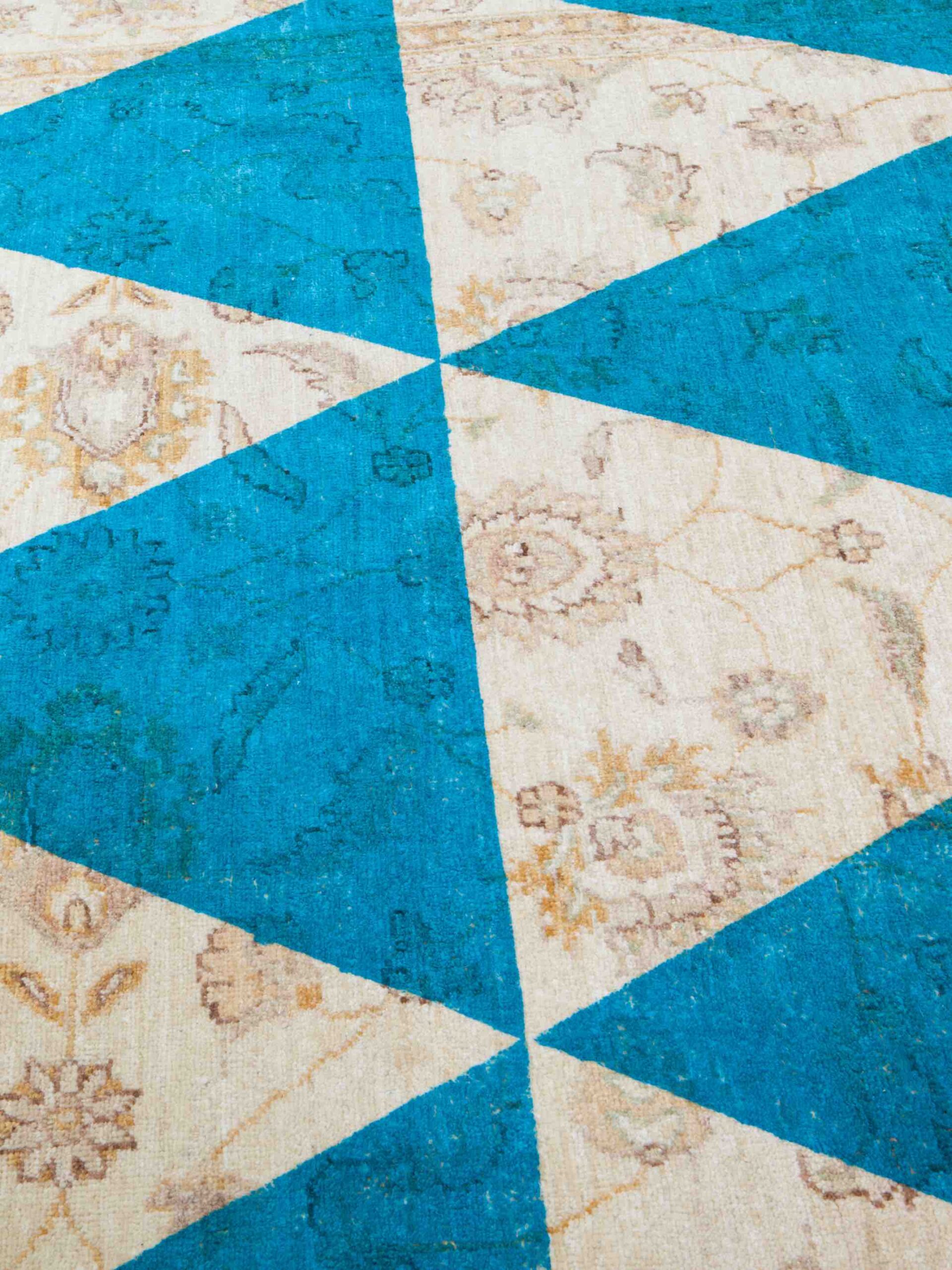 Dubbele laag blauw designer vloerkleed