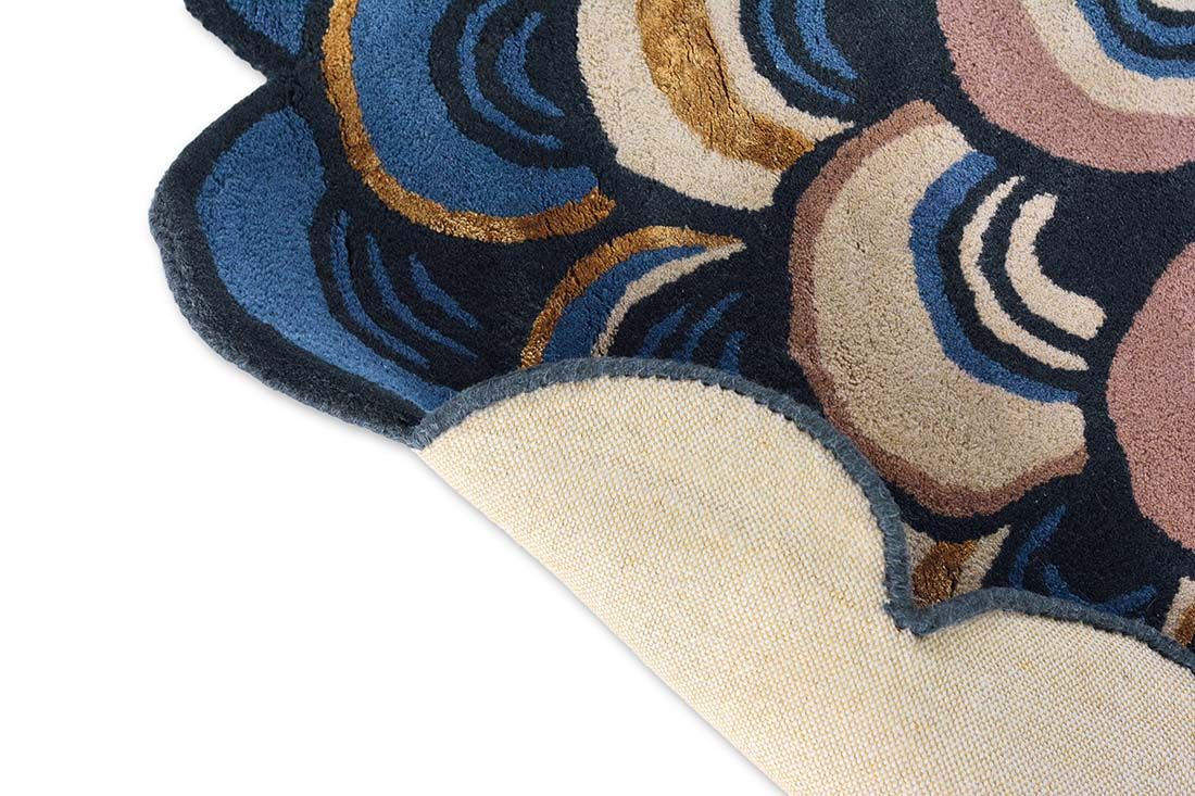 Masquerade blauw cirkel tapijt | Maat: Ø 200 cm
