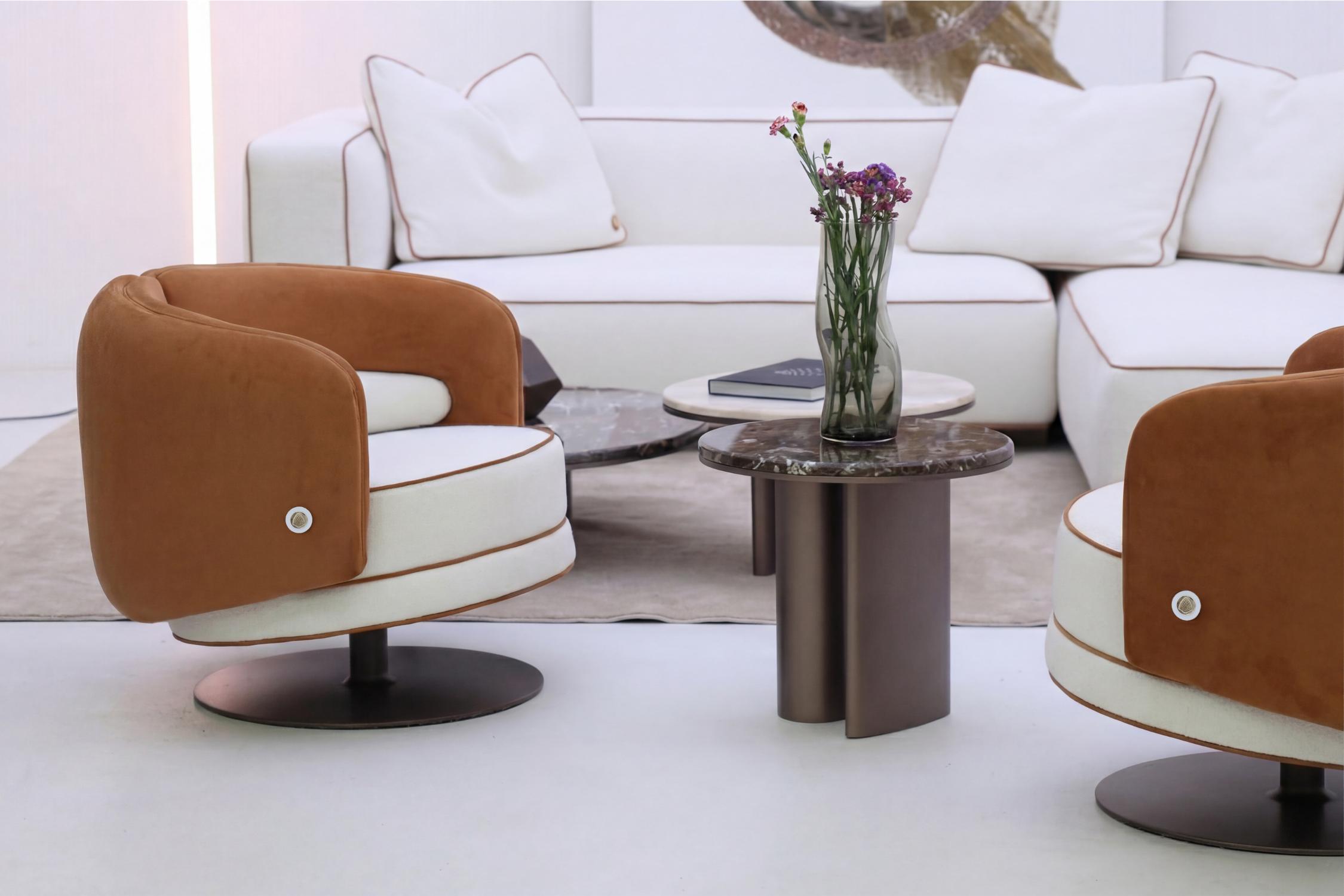 Bon Ton tweekleurige draaibare fauteuil
