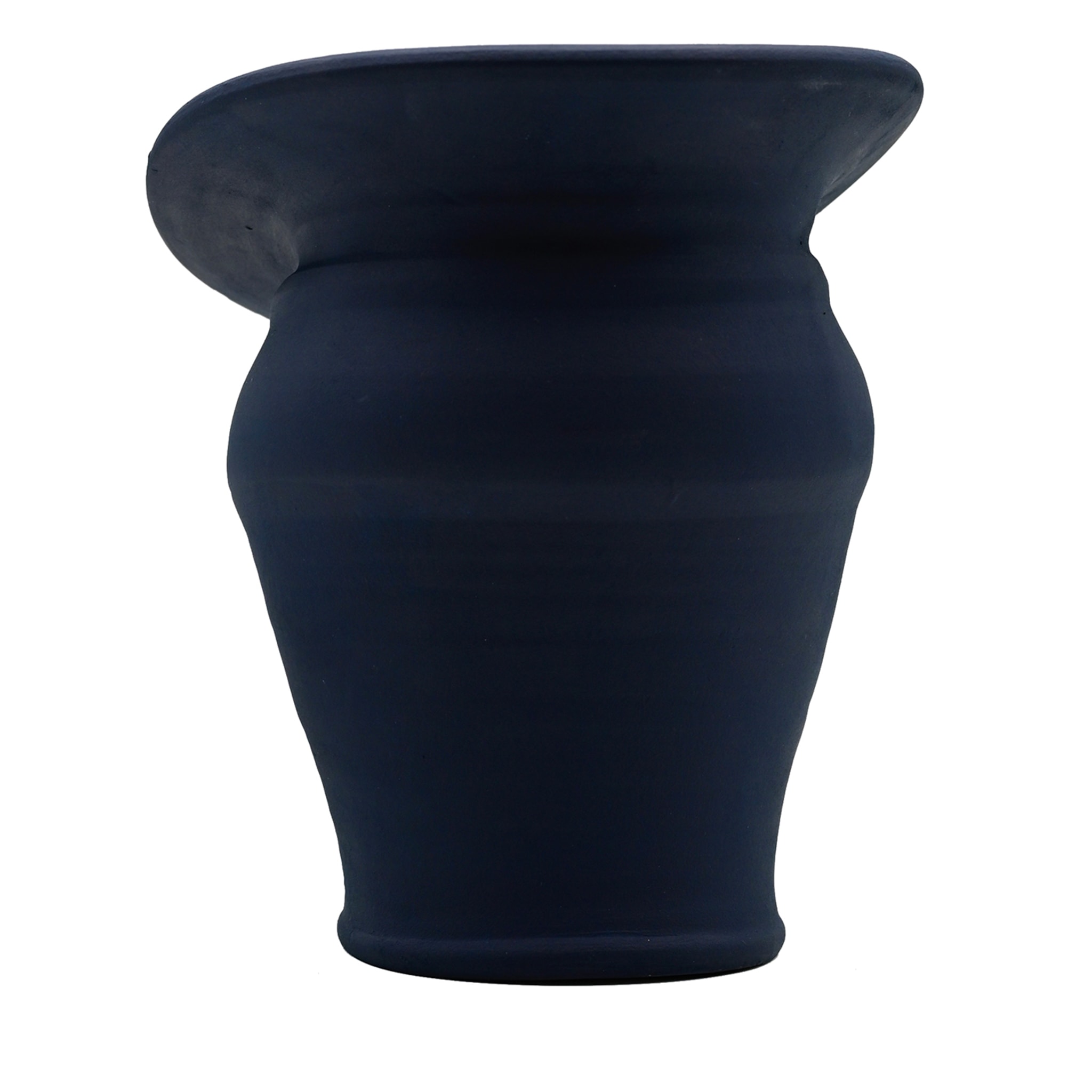 Blauwe handgebeeldhouwde vaas
