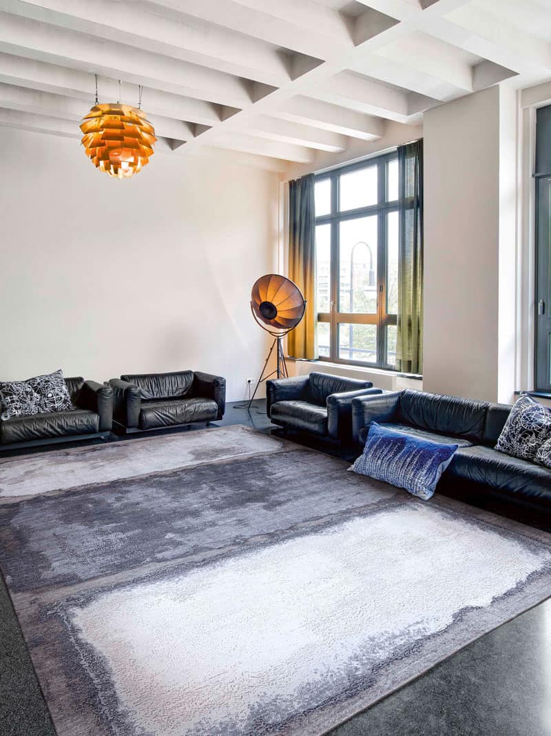 Zilver / antraciet handgemaakte luxe vloerkleed