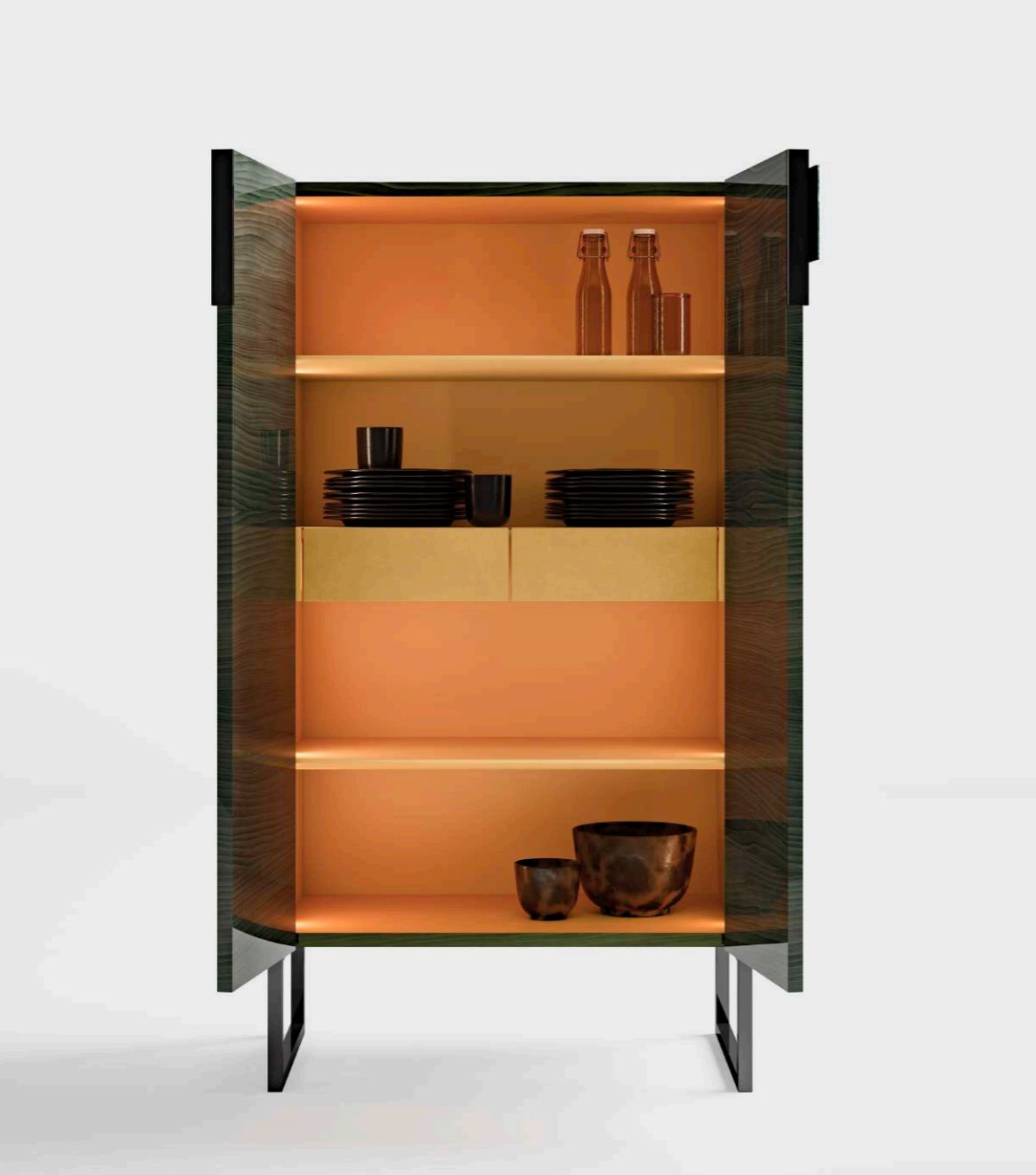 Italiaanse houten kast met verlichting