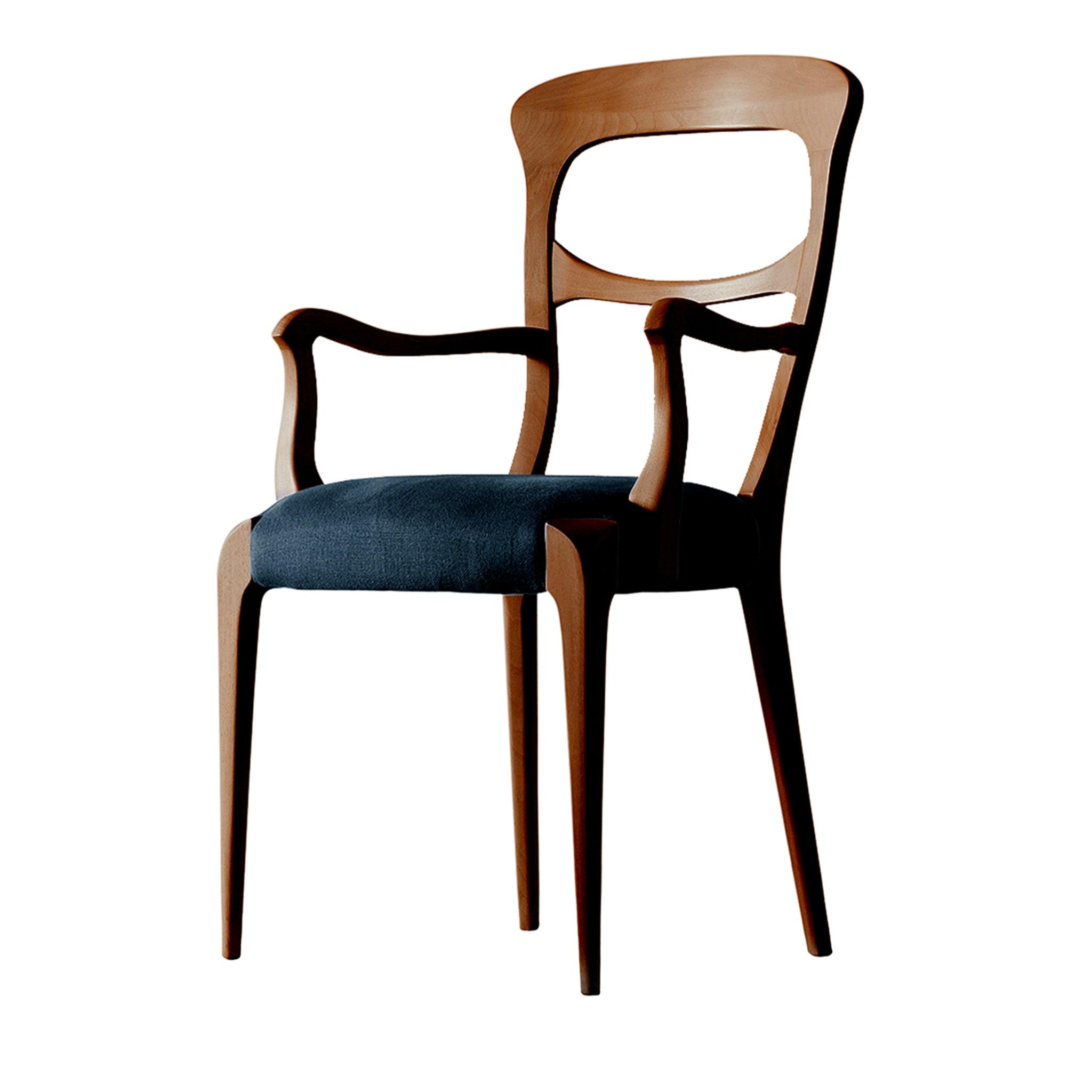 Capotavola natuurlijke massief walnoten stoel met armleuningen | Kleur: Velvet G075 472