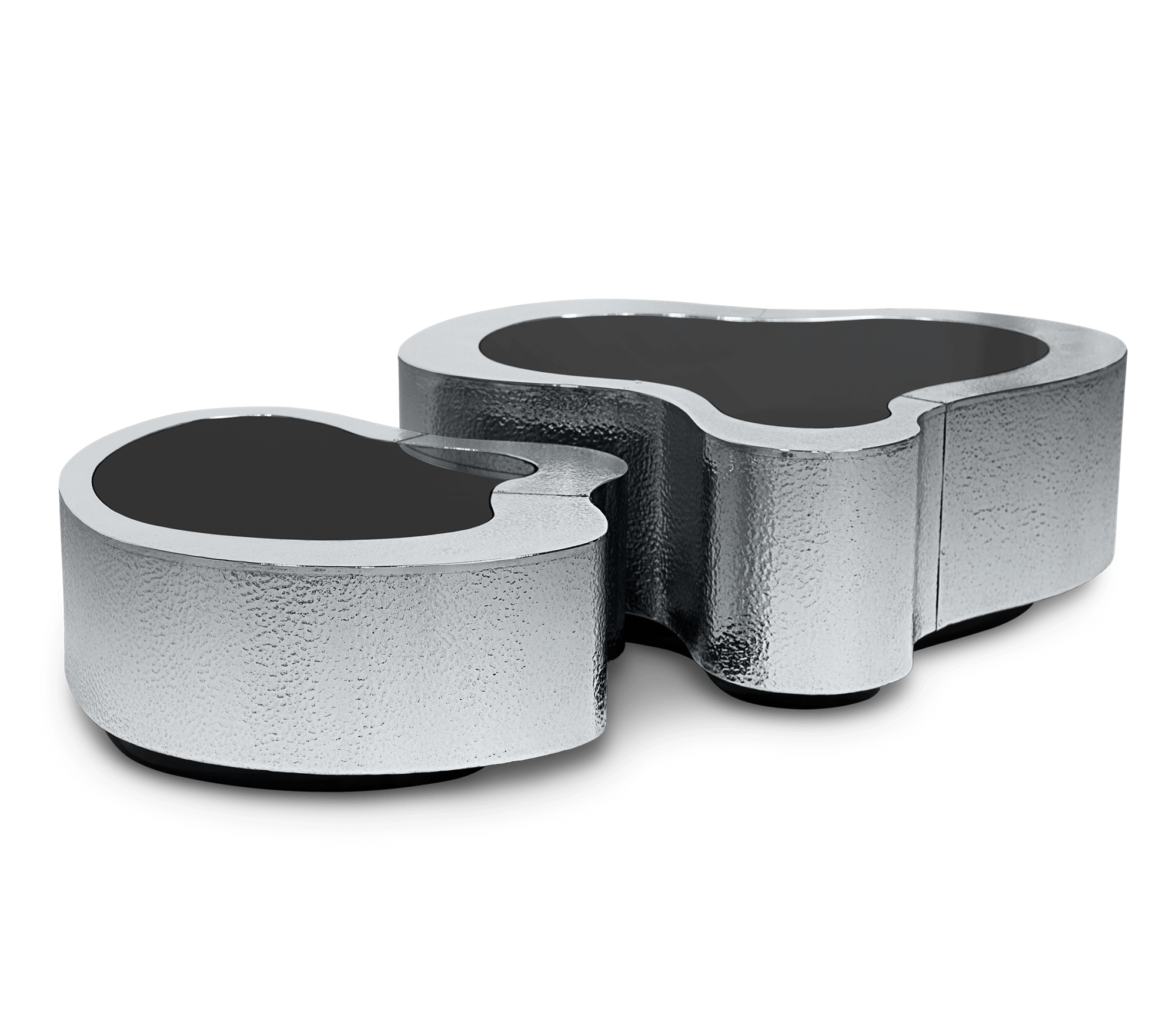 Crest gehamerd roestvrijstaal salontafelset