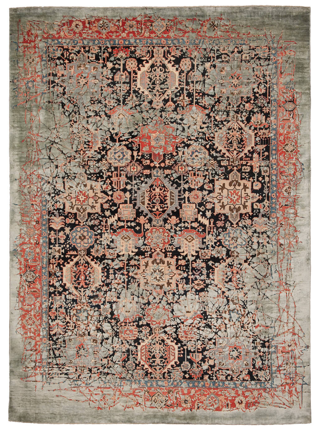 Bidjar piccadilly pleasure zwart grijs zijde tapijt | Maat: 200 × 300 cm