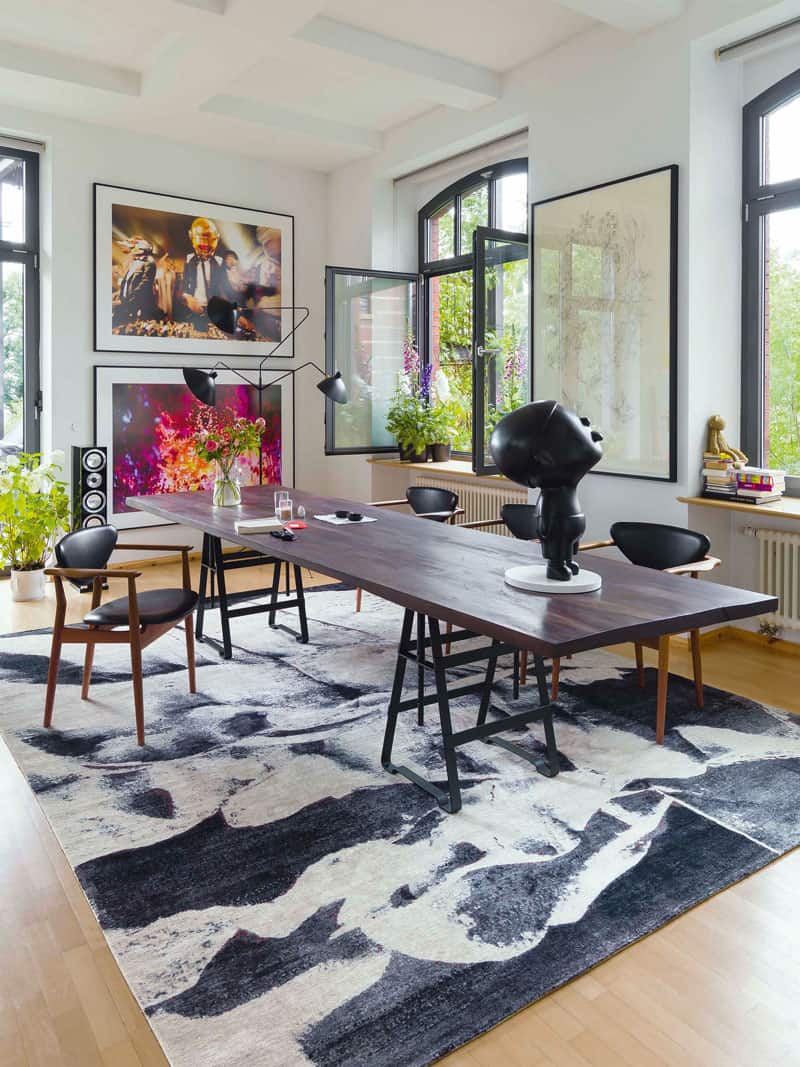 Zwart & wit handgeknoopt tapijt | Maat: 140 × 210 cm