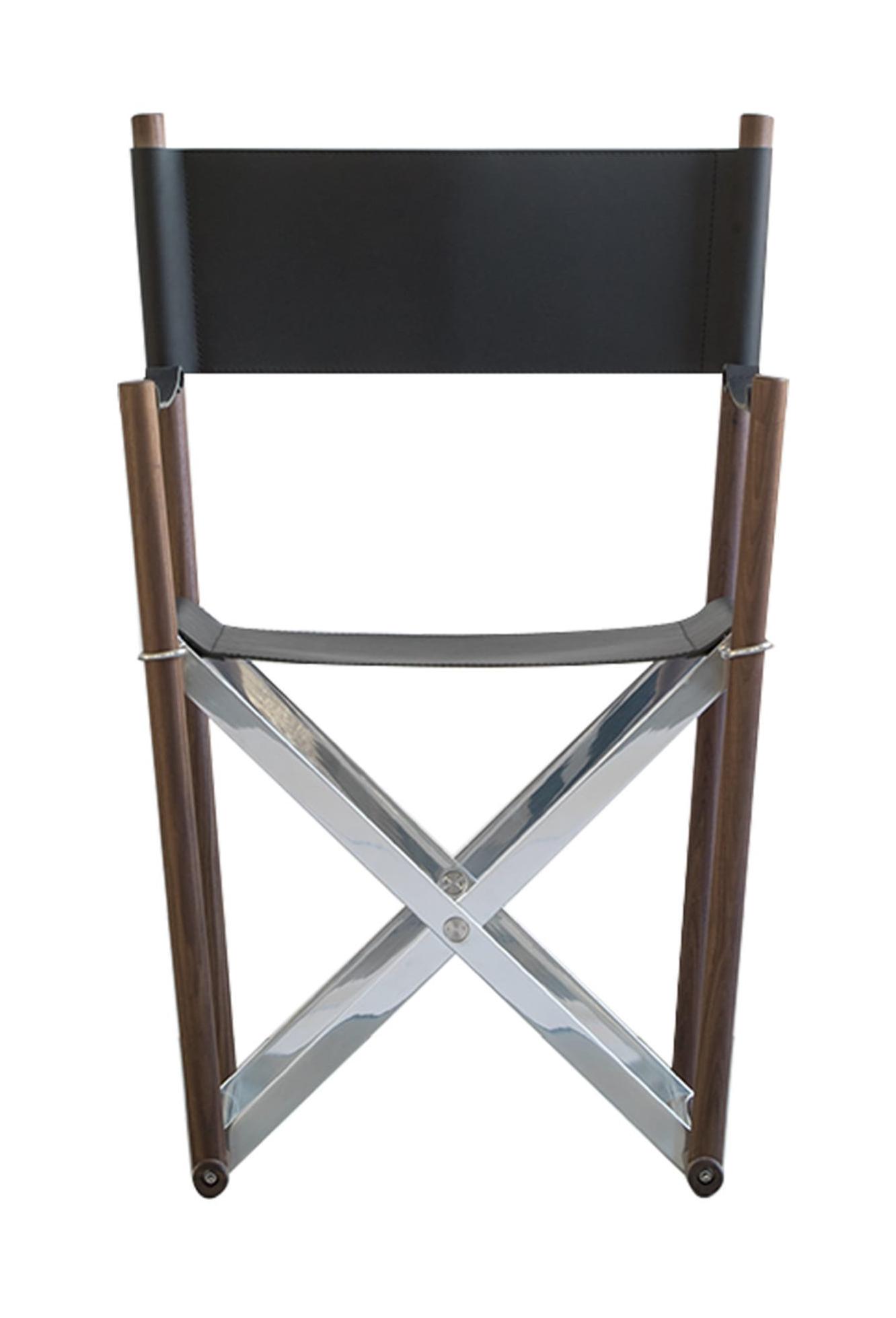 Regista leren stoel | Onderstel: Solid Black Walnut | Zitting: Leer