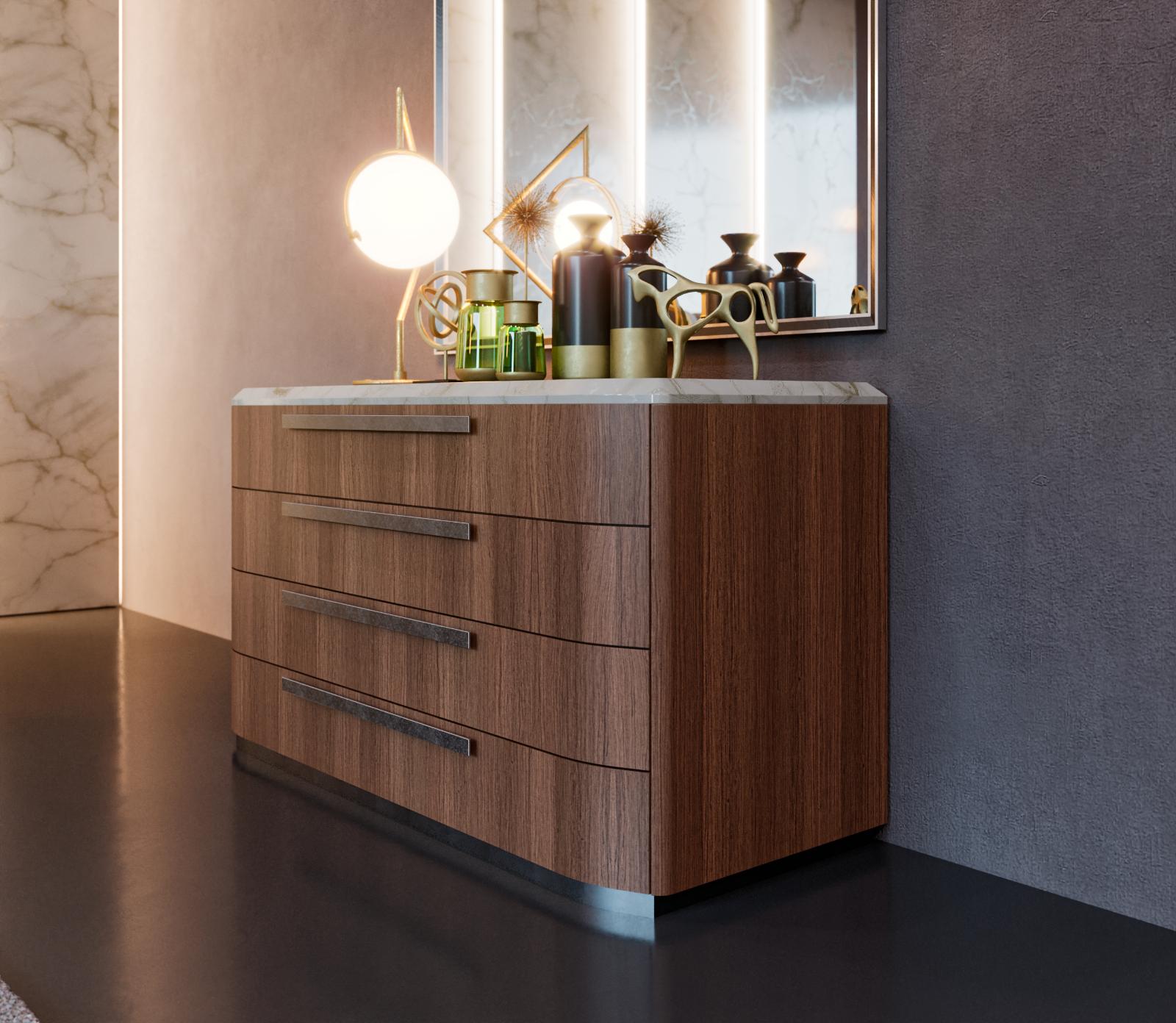 Andy hout en marmeren commode