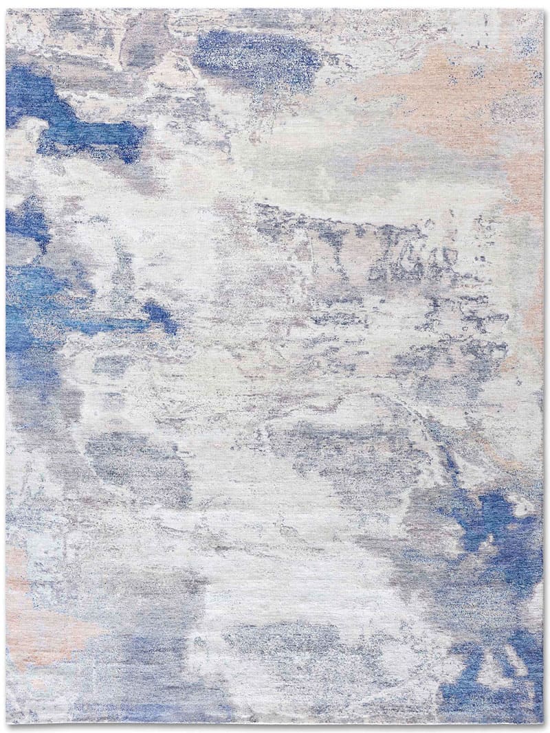 Blauw / zand handgeknoopt tapijt | Maat: 365 × 457 cm