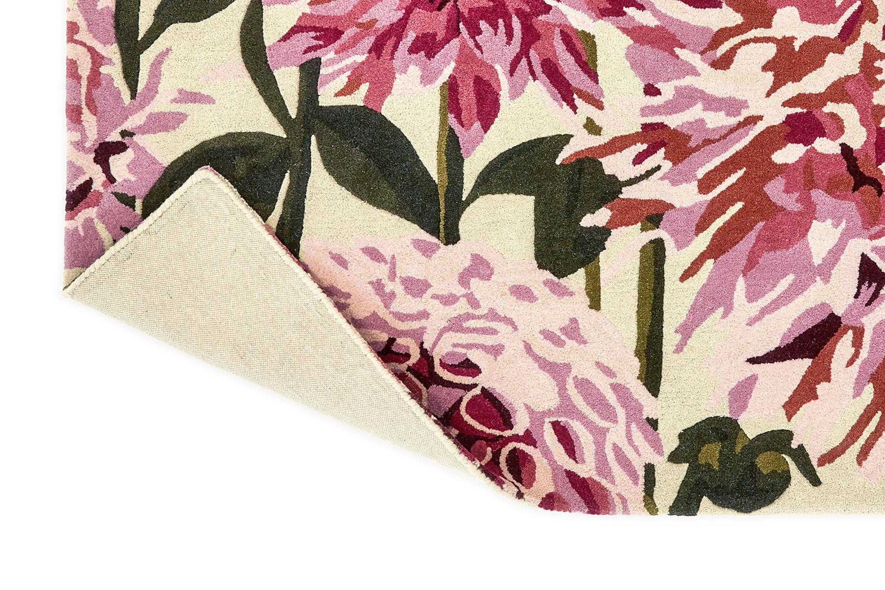 Dahlia fuchsia/palm tapijt | Maat: 250 × 350 cm