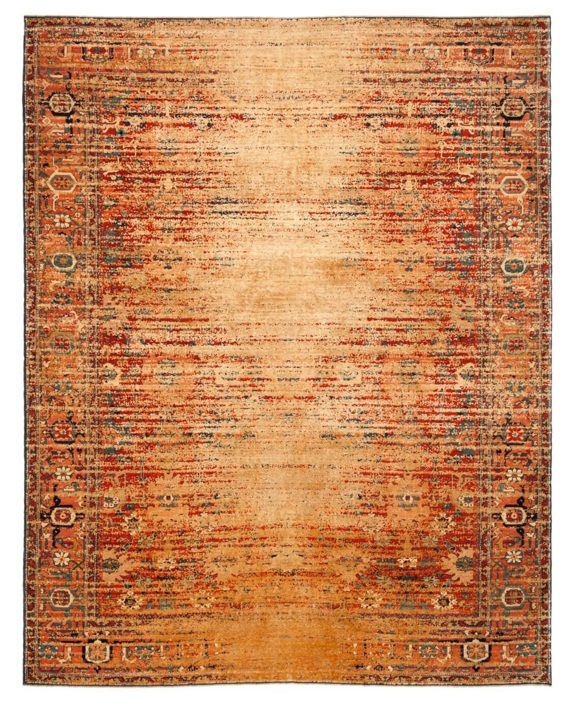 Bidjar kingscross stomped reverse rood goud zijde tapijt | Maat: 200 × 300 cm