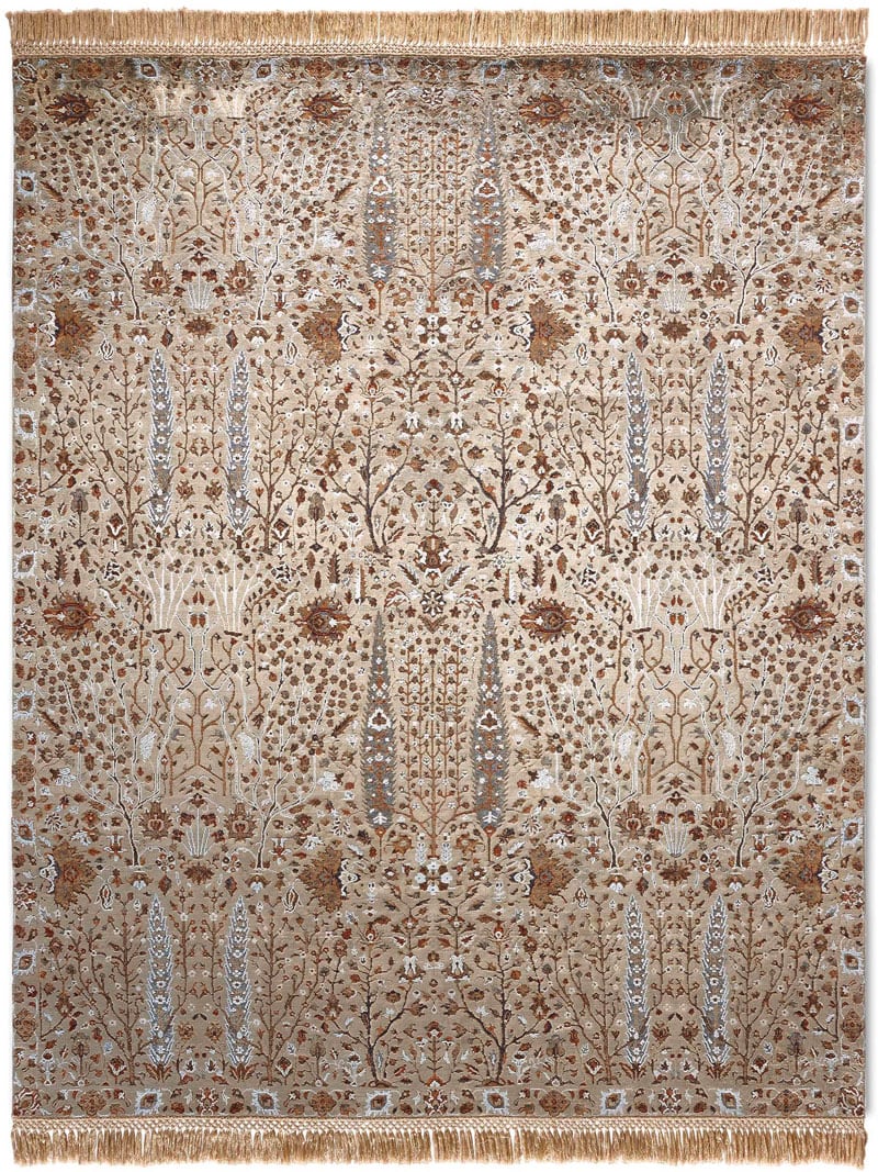 Pine Garden grijs / groen luxe vloerkleed